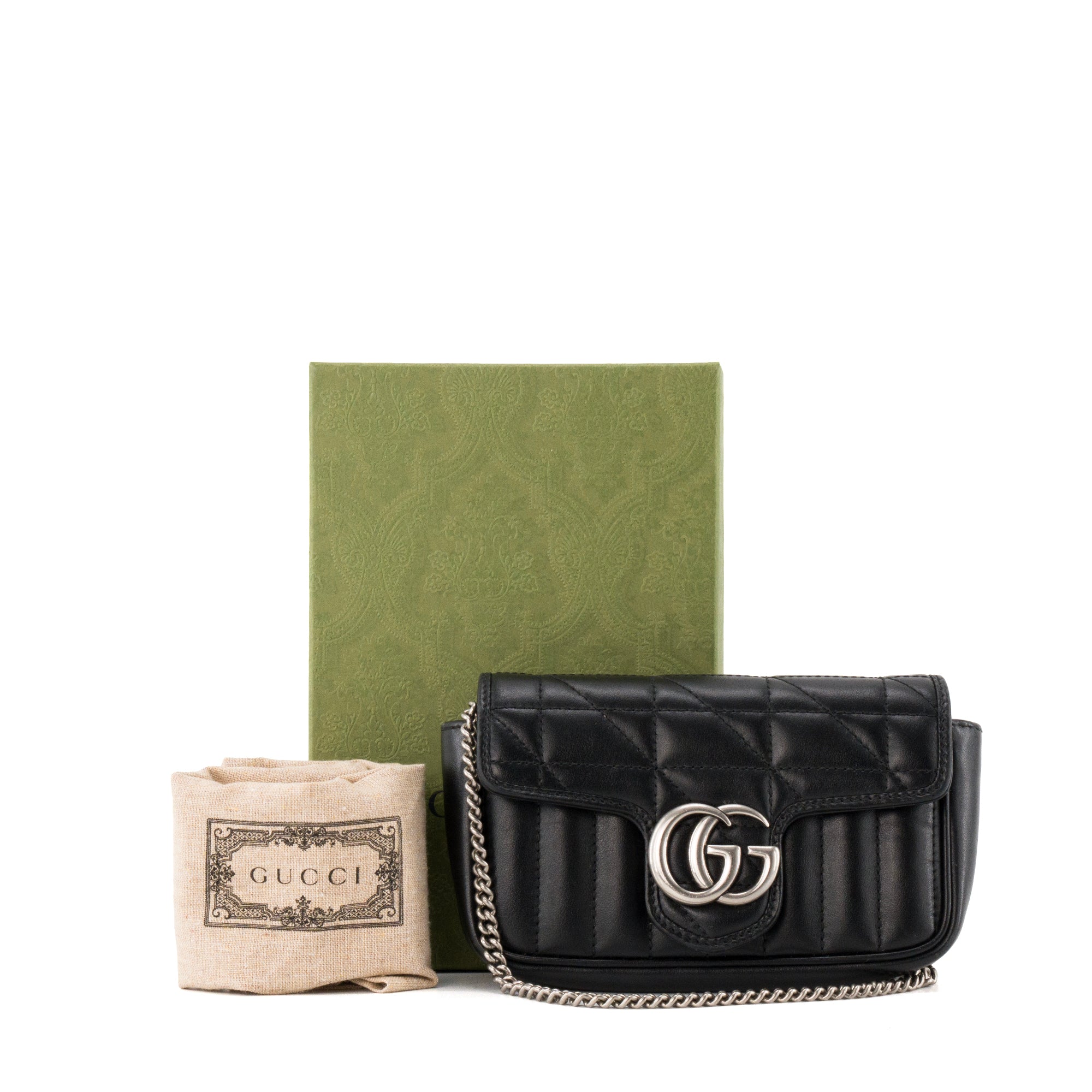 GUCCI - Sac à bandoulière GG Marmont Mini Gucci en cuir lisse noir