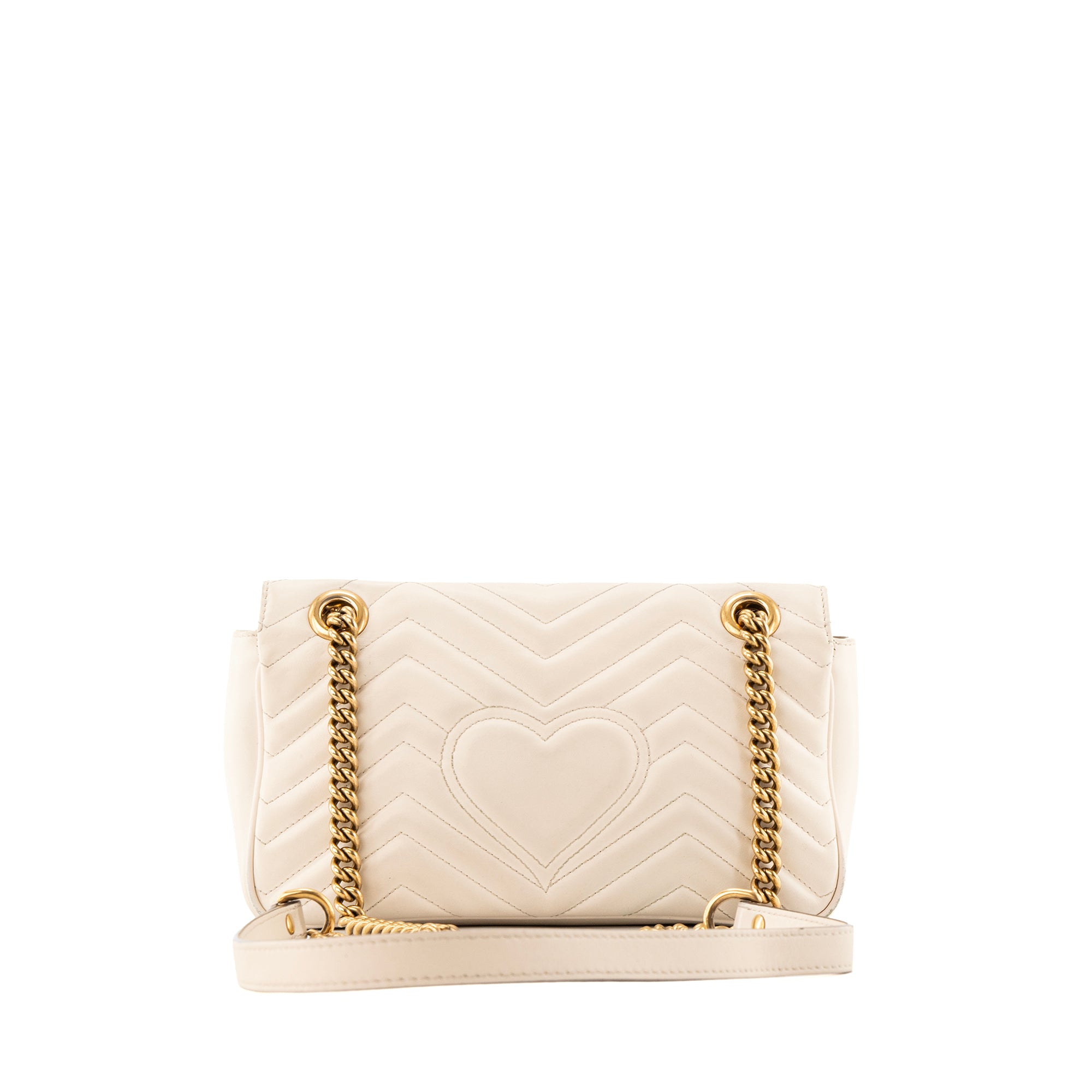 GUCCI - Sac à bandoulière GG Marmont MM Gucci en cuir lisse beige
