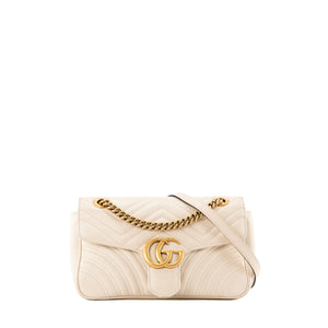 GUCCI - Sac à bandoulière GG Marmont MM Gucci en cuir lisse beige