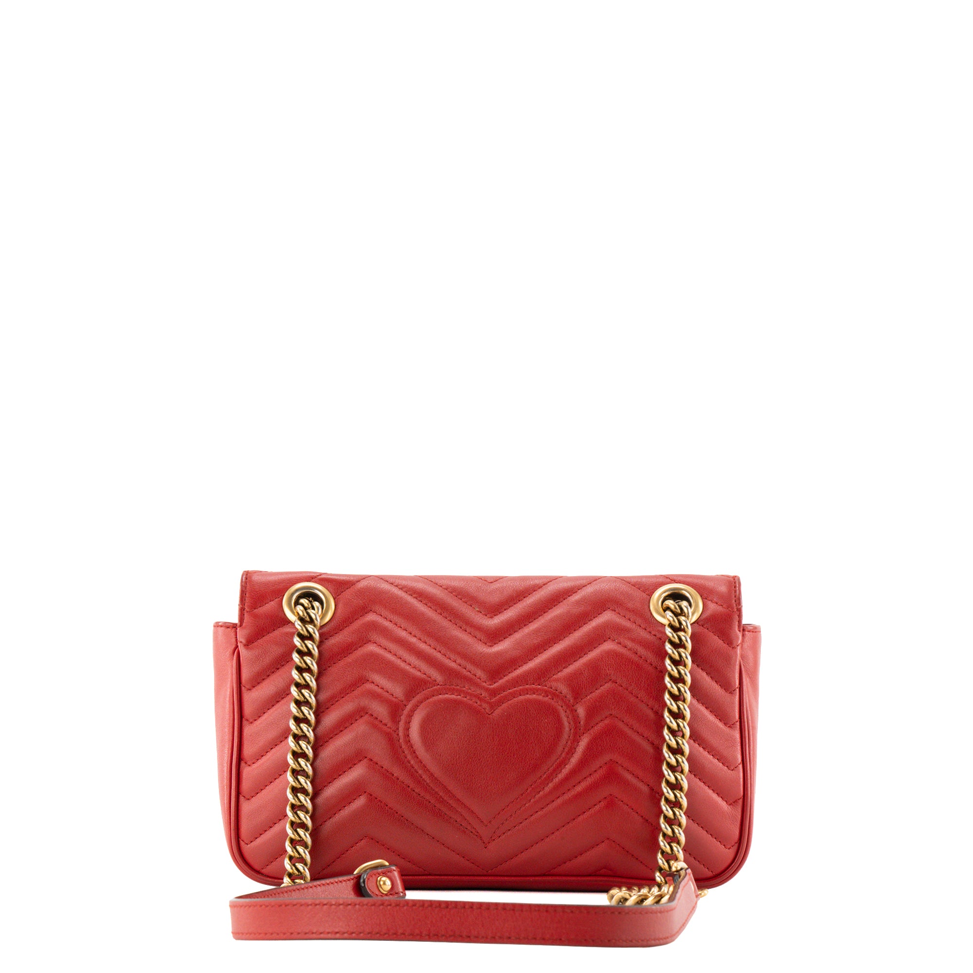 GUCCI - Sac à bandoulière GG Marmont Small Gucci en cuir chevron rouge