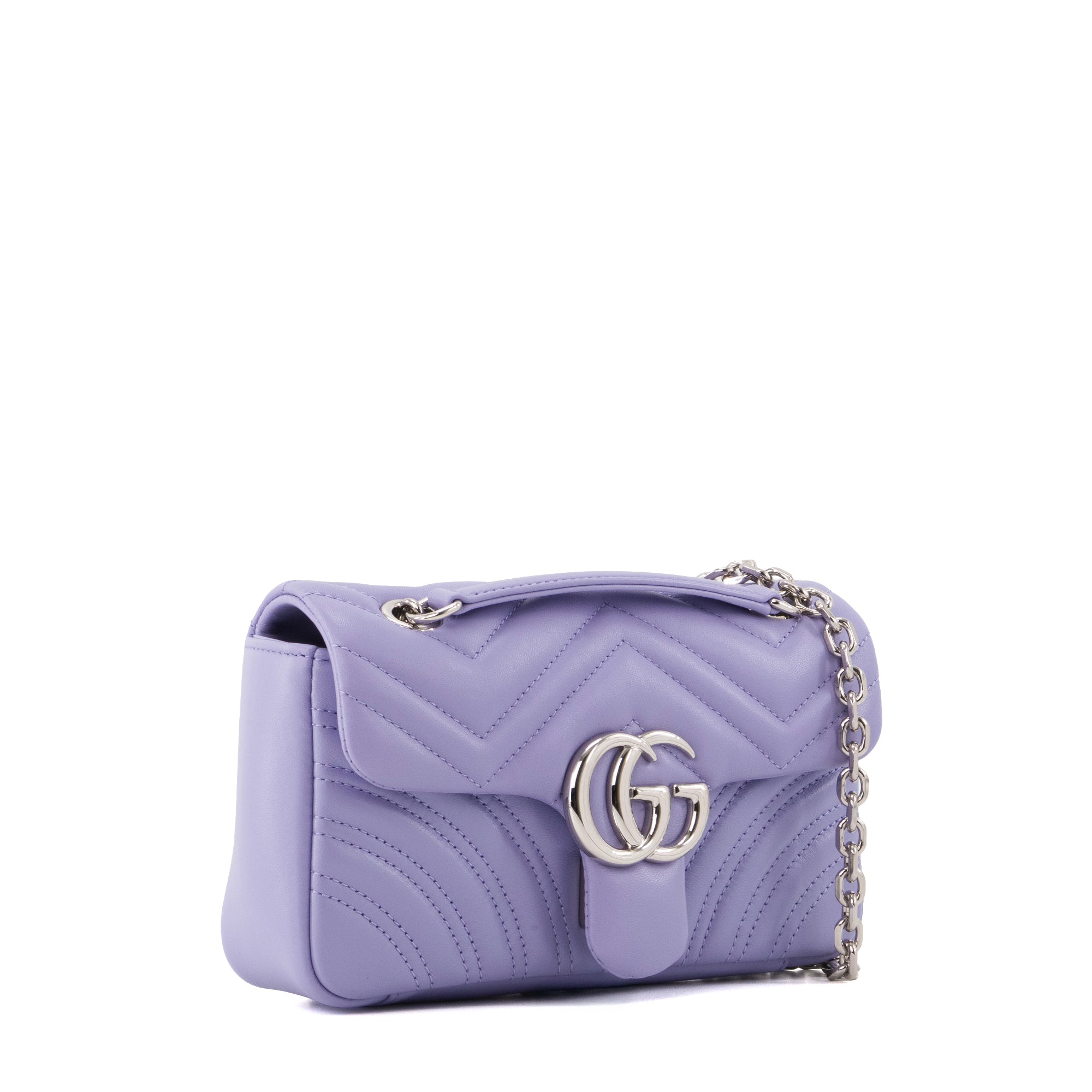 GUCCI - Sac à bandoulière GG Marmont small Gucci en cuir lisse lilas