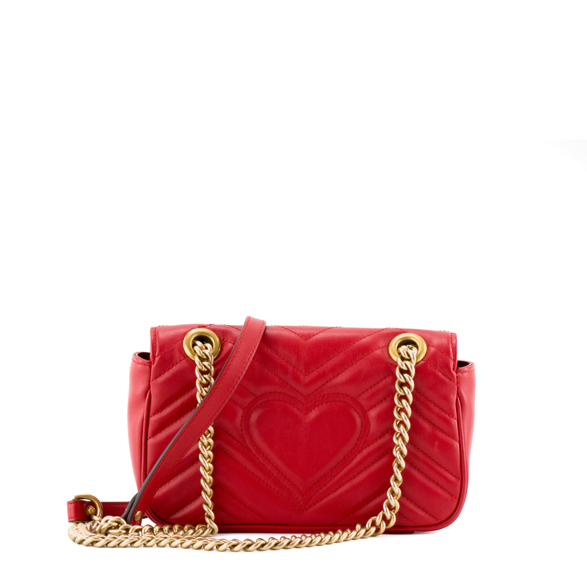 GUCCI - Sac à bandoulière GG Marmont small Gucci en cuir lisse rouge