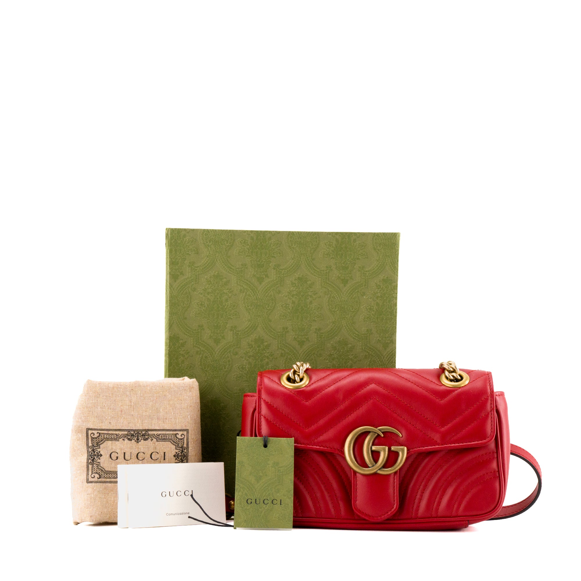 GUCCI - Sac à bandoulière GG Marmont small Gucci en cuir lisse rouge