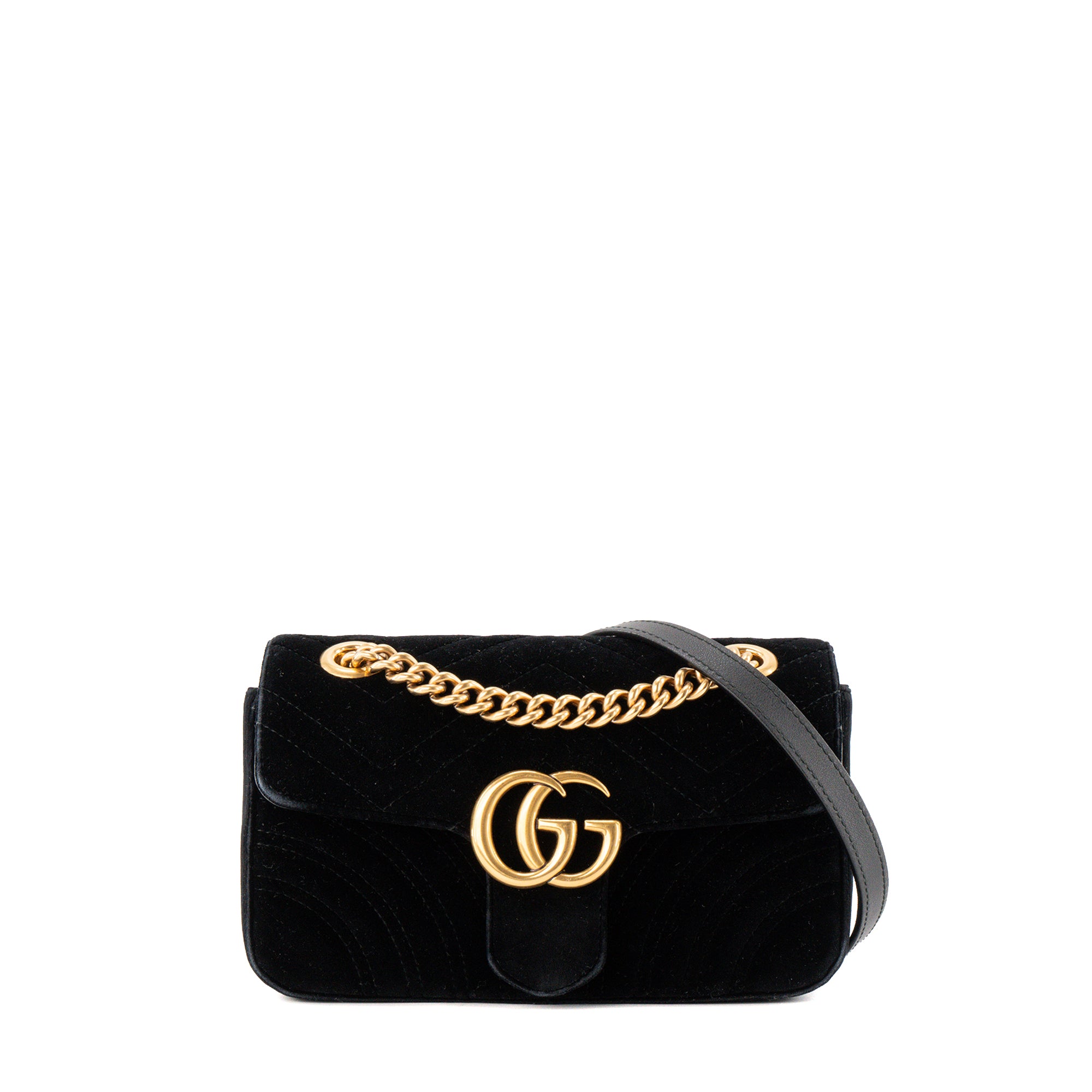 GUCCI - Sac à bandoulière GG Marmont Small Gucci en velours noir