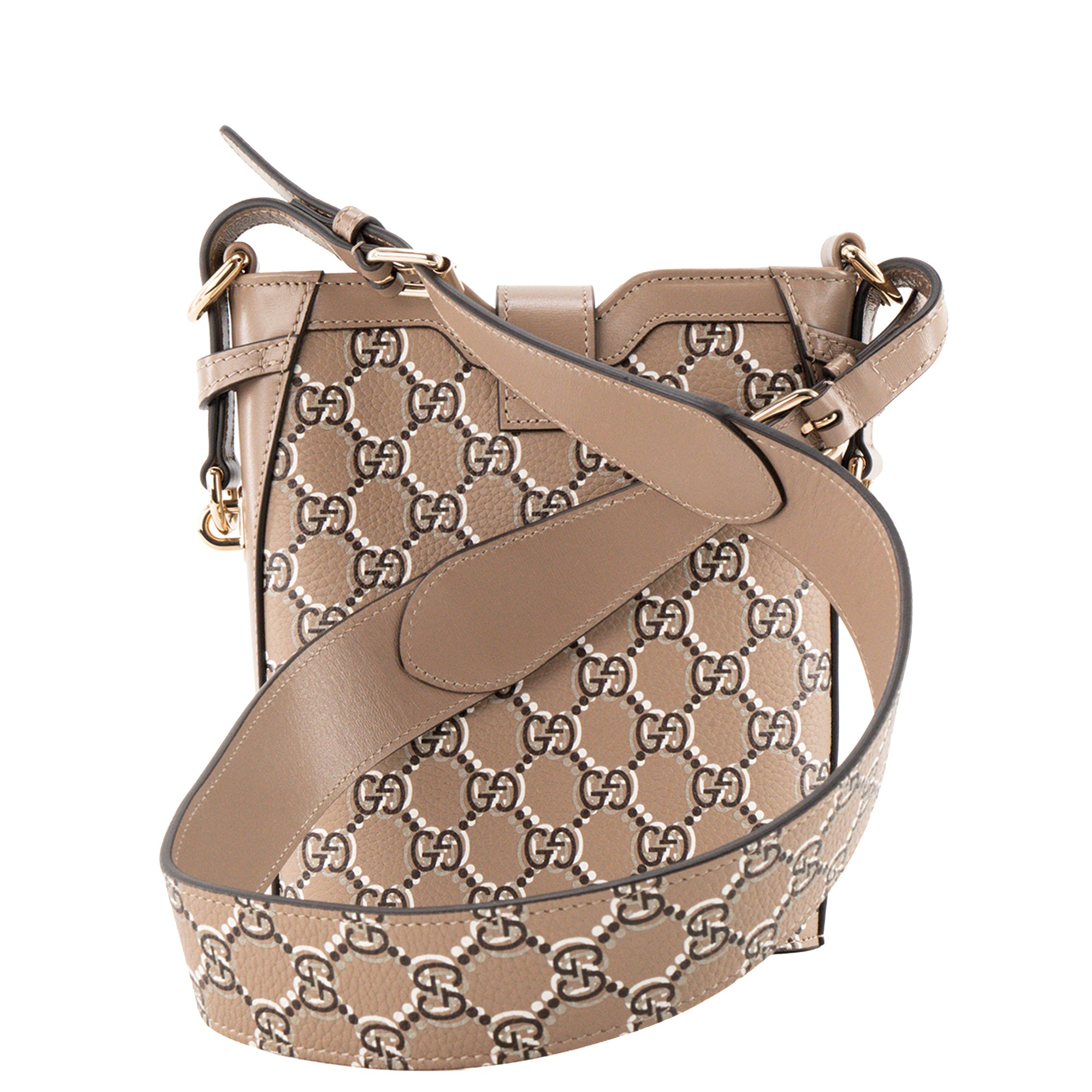 GUCCI - Sac à bandoulière GG Shadow Gucci en cuir grainé à motif monogramme taupe
