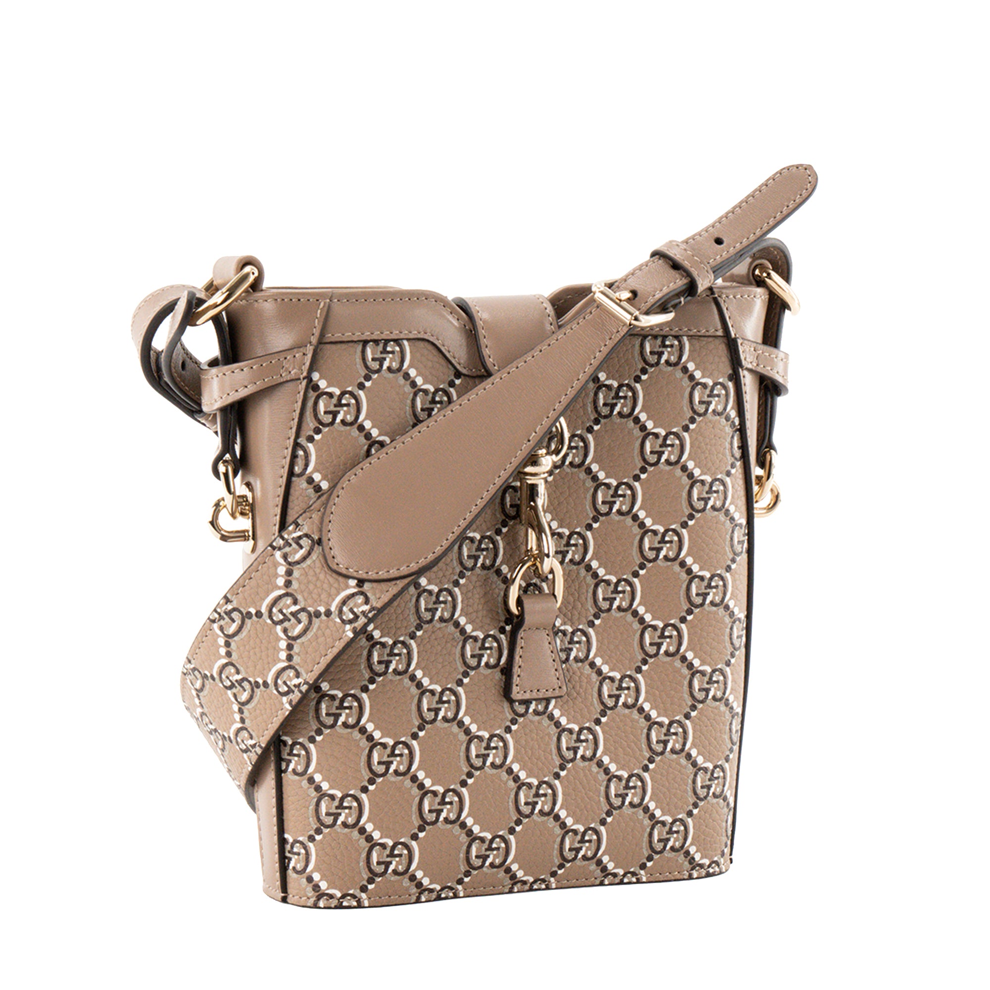 GUCCI - Sac à bandoulière GG Shadow Gucci en cuir grainé à motif monogramme taupe