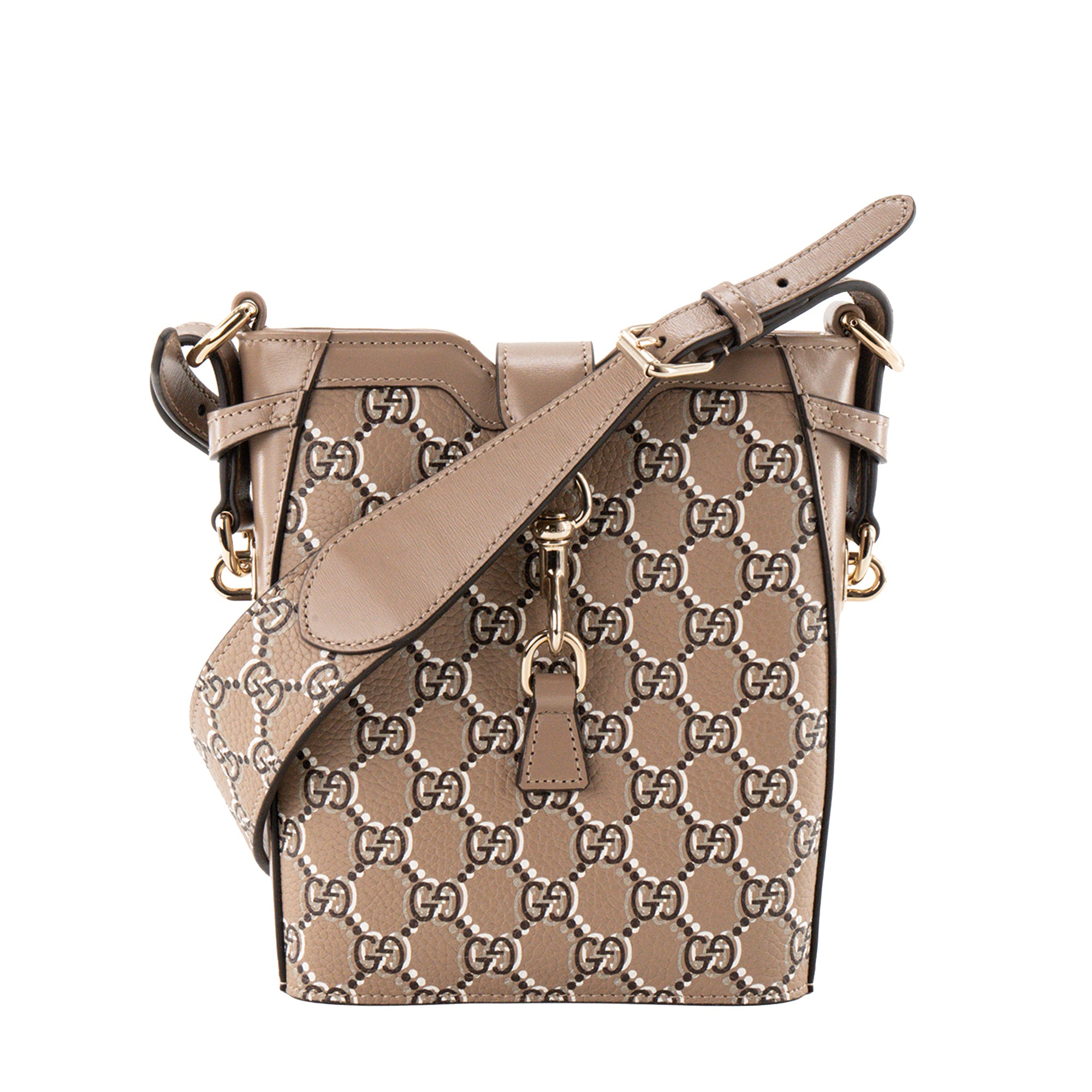 GUCCI - Sac à bandoulière GG Shadow Gucci en cuir grainé à motif monogramme taupe