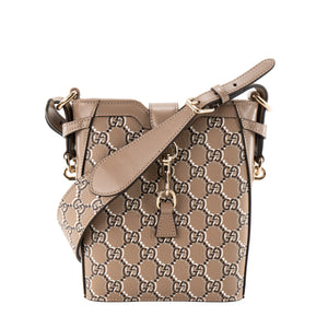 GUCCI - Sac à bandoulière GG Shadow Gucci en cuir grainé à motif monogramme taupe