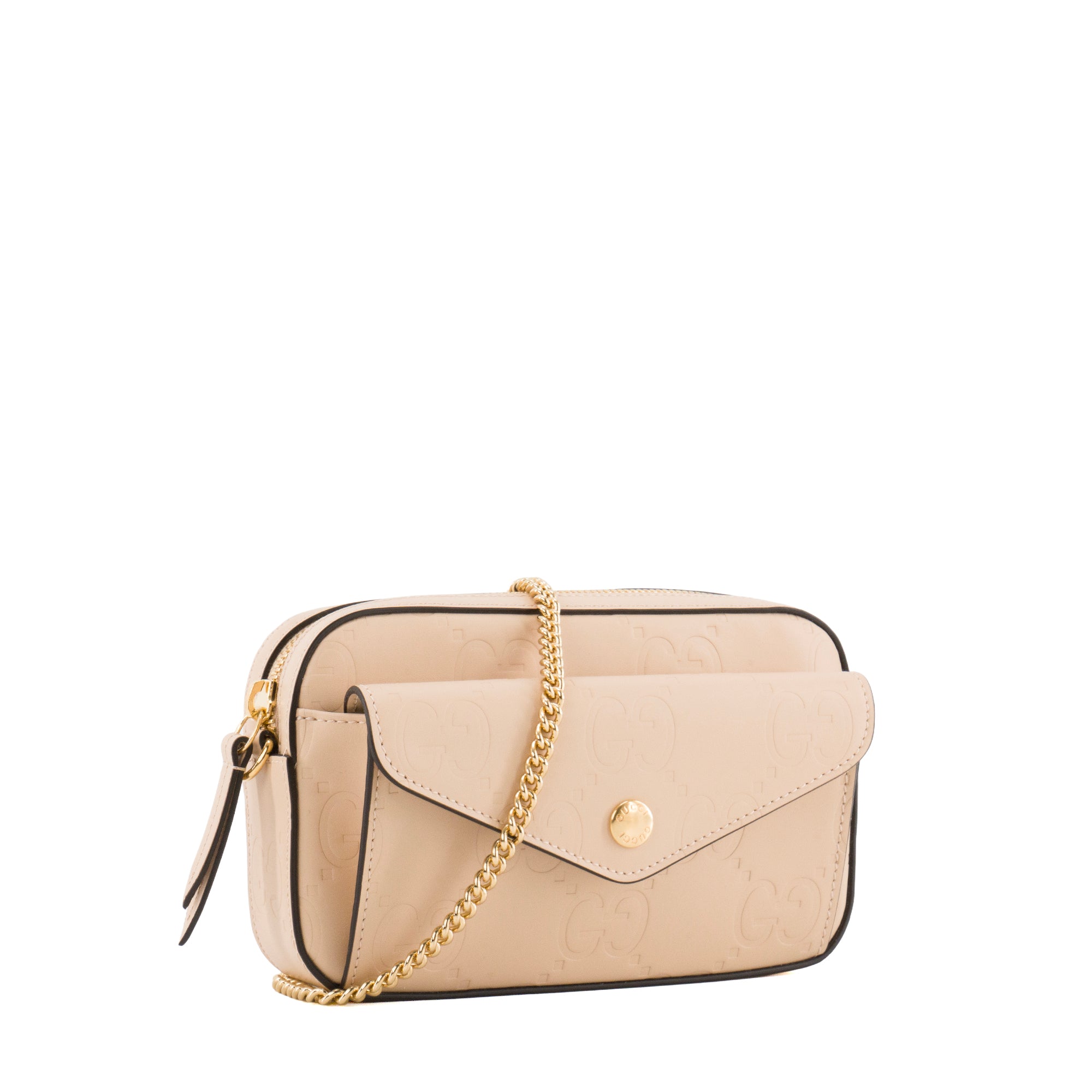 GUCCI - Sac à bandoulière Gilbert Gucci en cuir embossé beige
