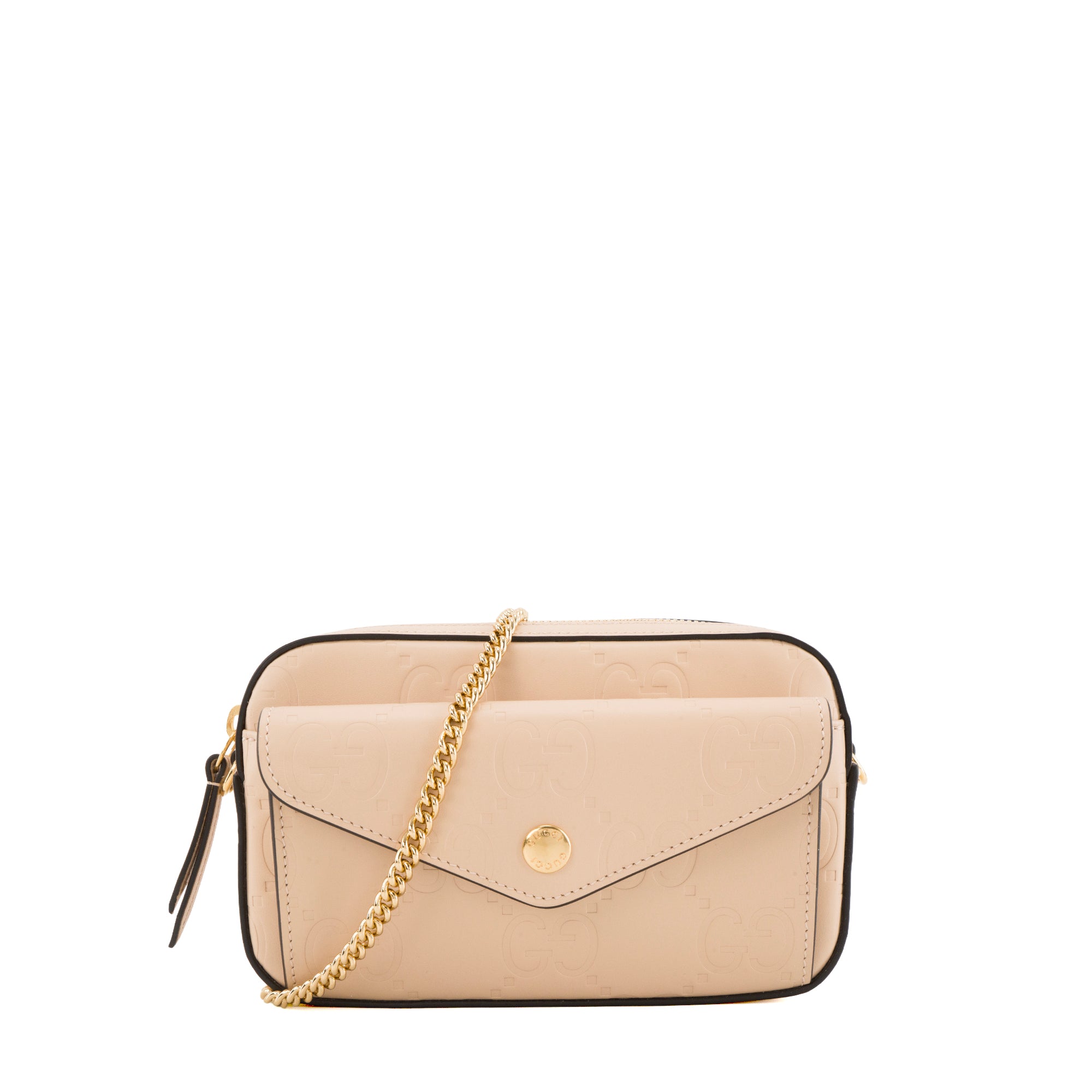 GUCCI - Sac à bandoulière Gilbert Gucci en cuir embossé beige