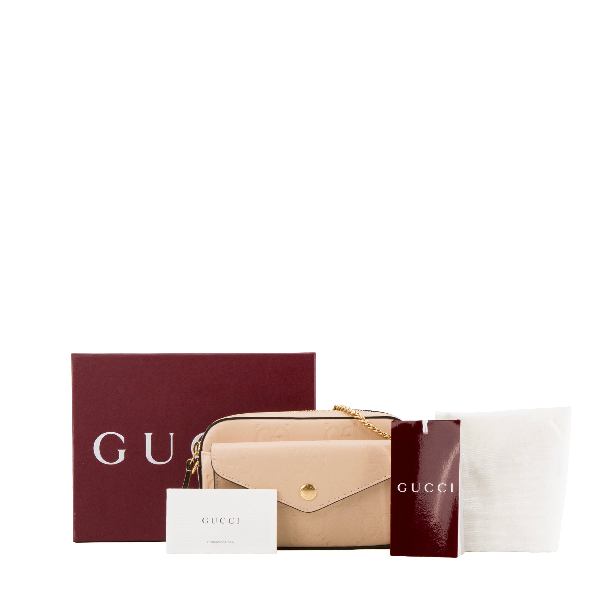 GUCCI - Sac à bandoulière Gilbert Gucci en cuir embossé beige