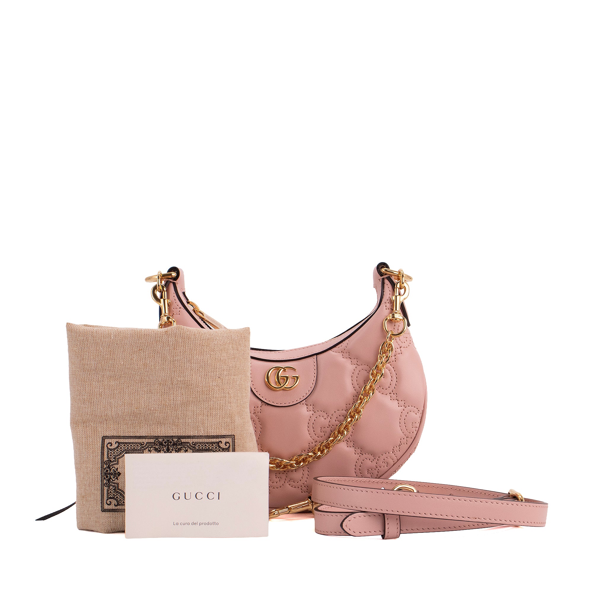 GUCCI - Sac à bandoulière Gucci en cuir matelassé GG rose