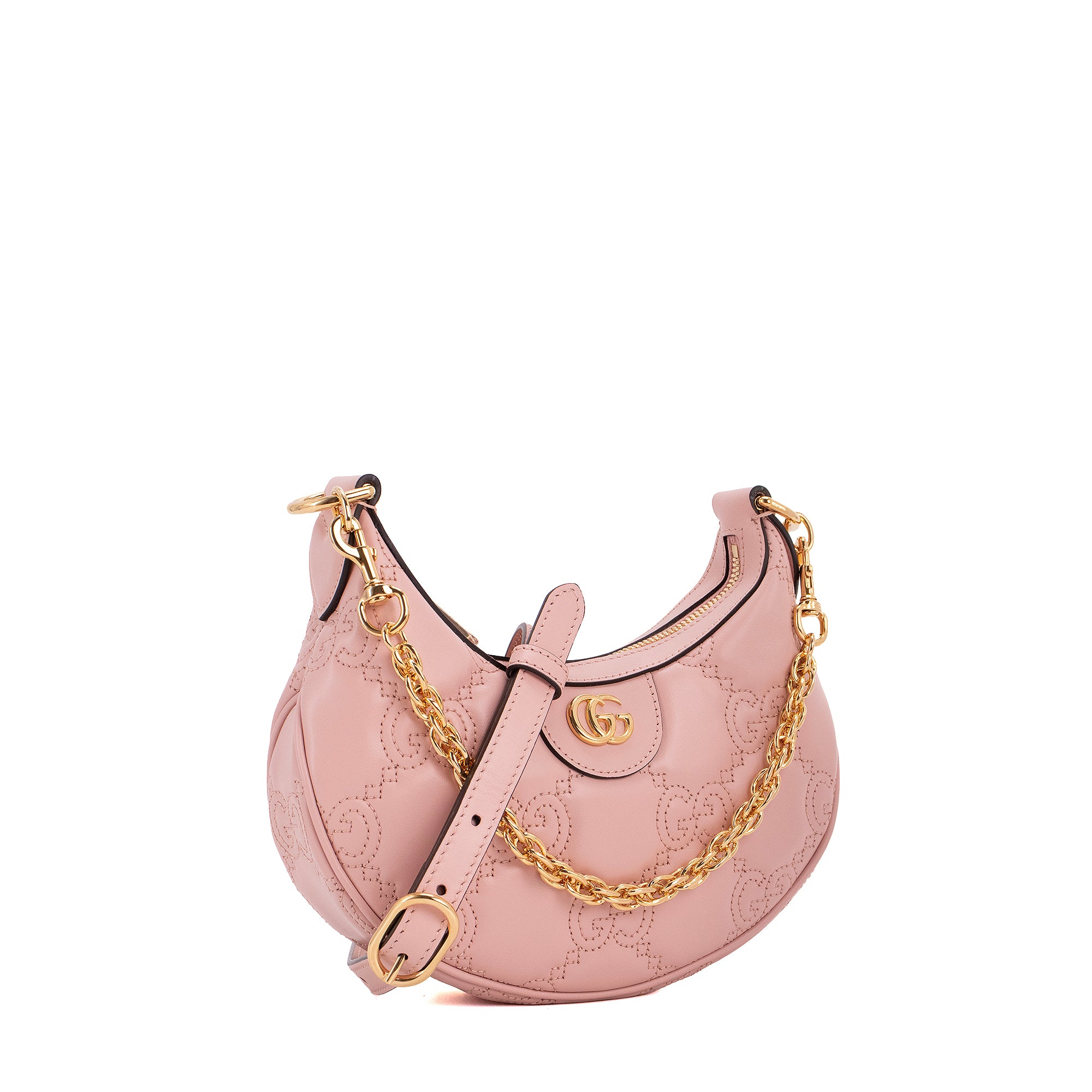 GUCCI - Sac à bandoulière Gucci en cuir matelassé GG rose