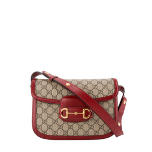 GUCCI - Sac à bandoulière Horsebit 1955 Gucci en toile enduite monogrammée et cuir rouge