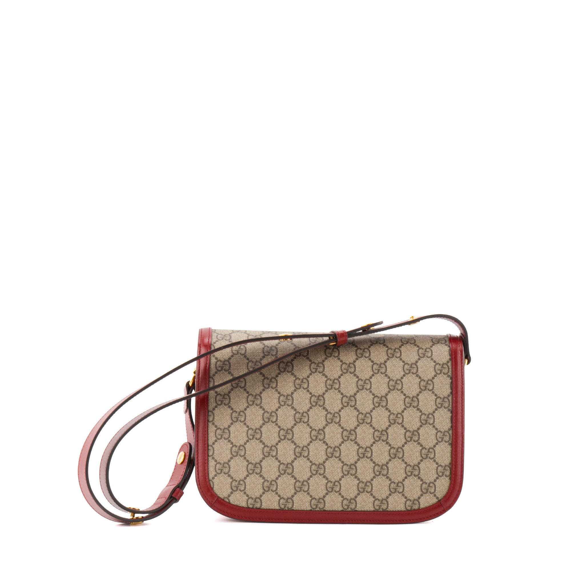 GUCCI - Sac à bandoulière Horsebit 1955 Gucci en toile enduite monogrammée et cuir rouge