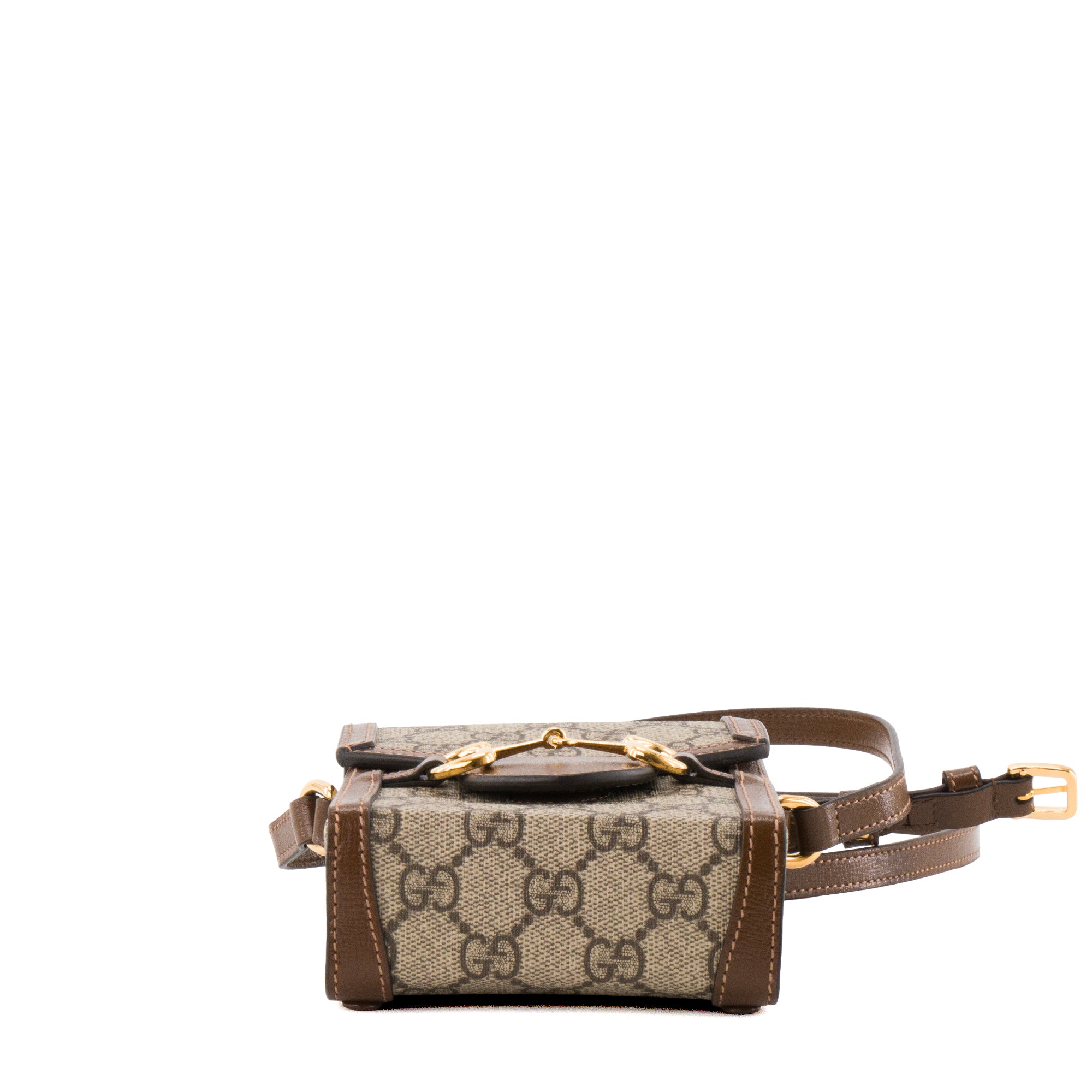 GUCCI - Sac à bandoulière Horsebit 1955 vertical Gucci en toile monogramm beige et marron