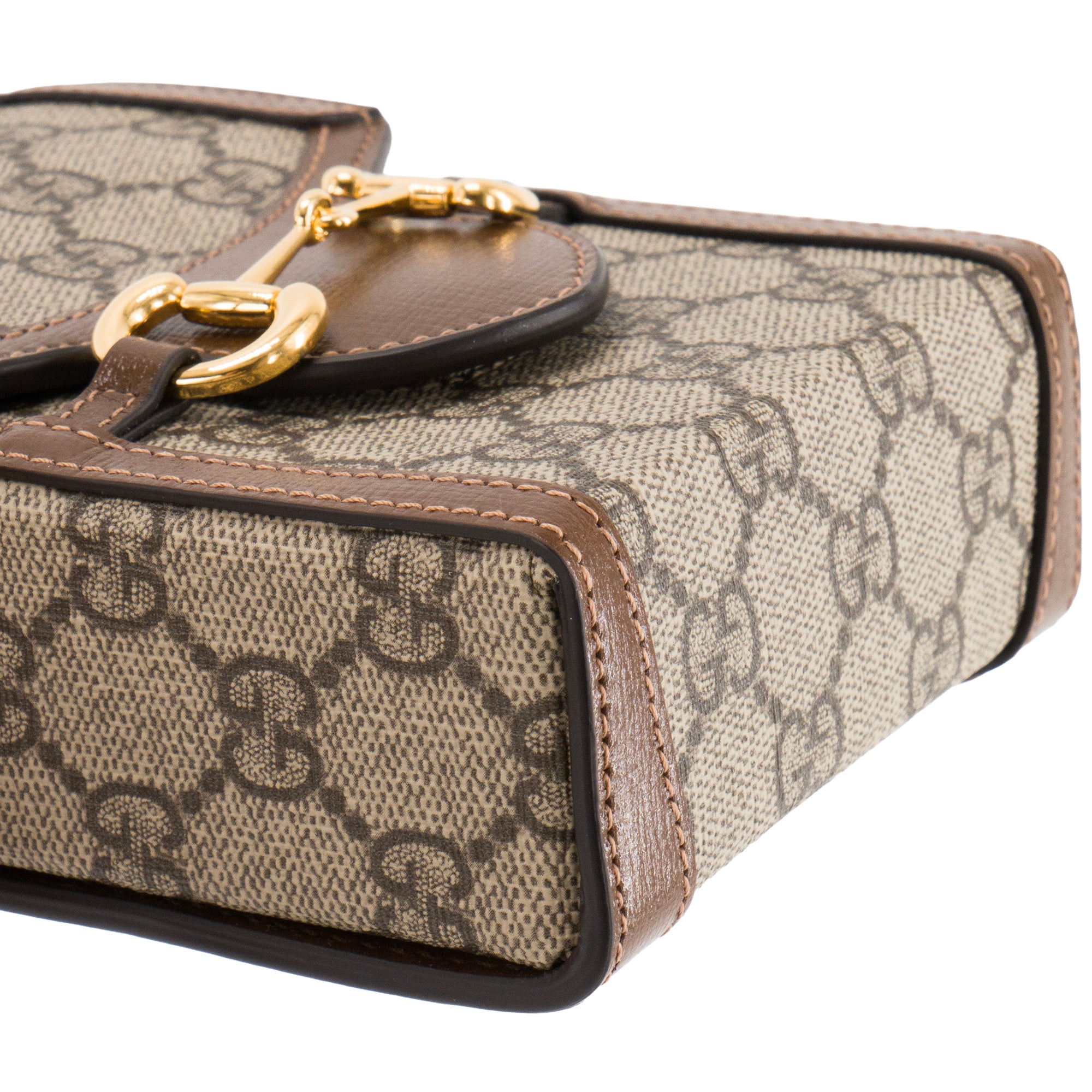 GUCCI - Sac à bandoulière Horsebit 1955 vertical Gucci en toile monogramm beige et marron