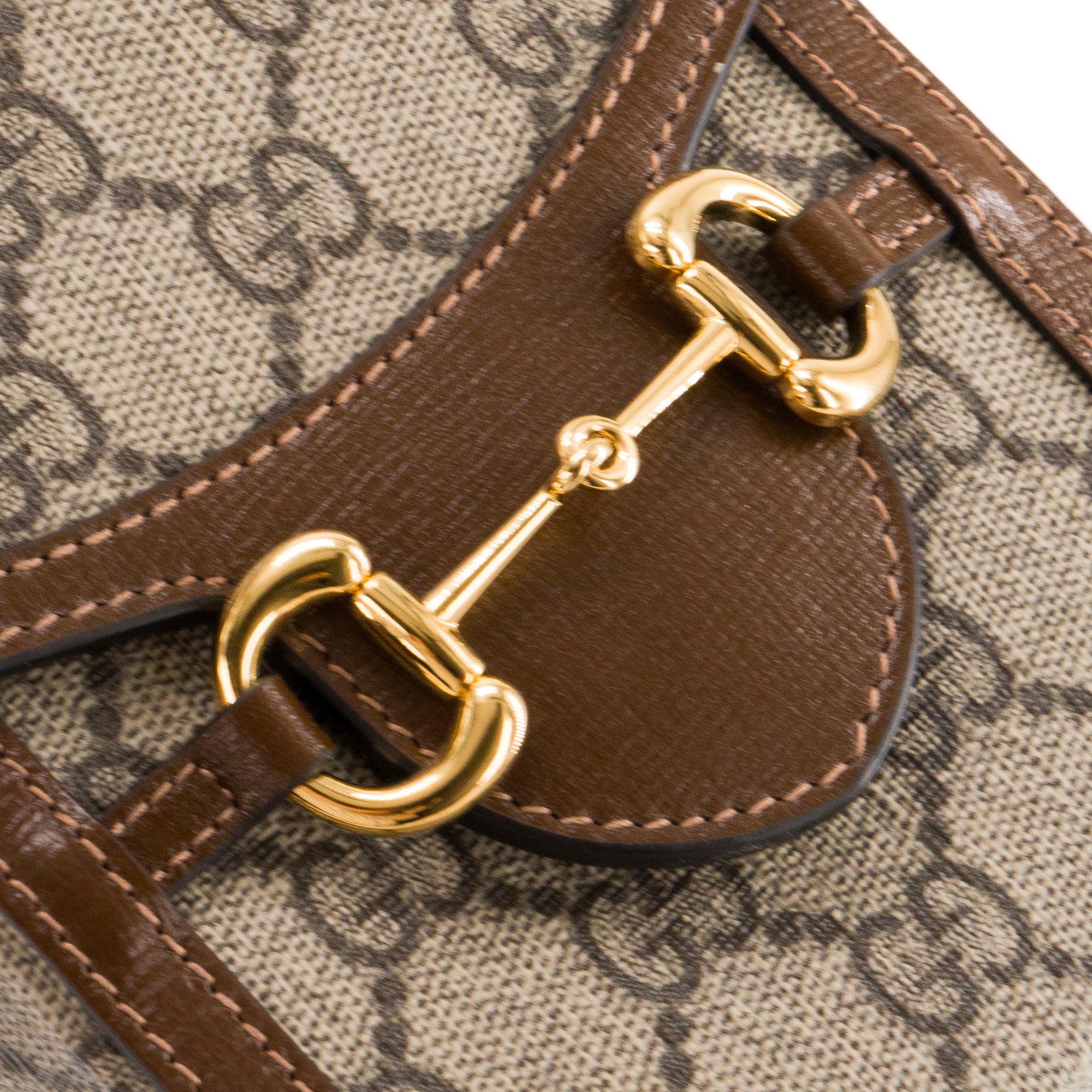GUCCI - Sac à bandoulière Horsebit 1955 vertical Gucci en toile monogramm beige et marron