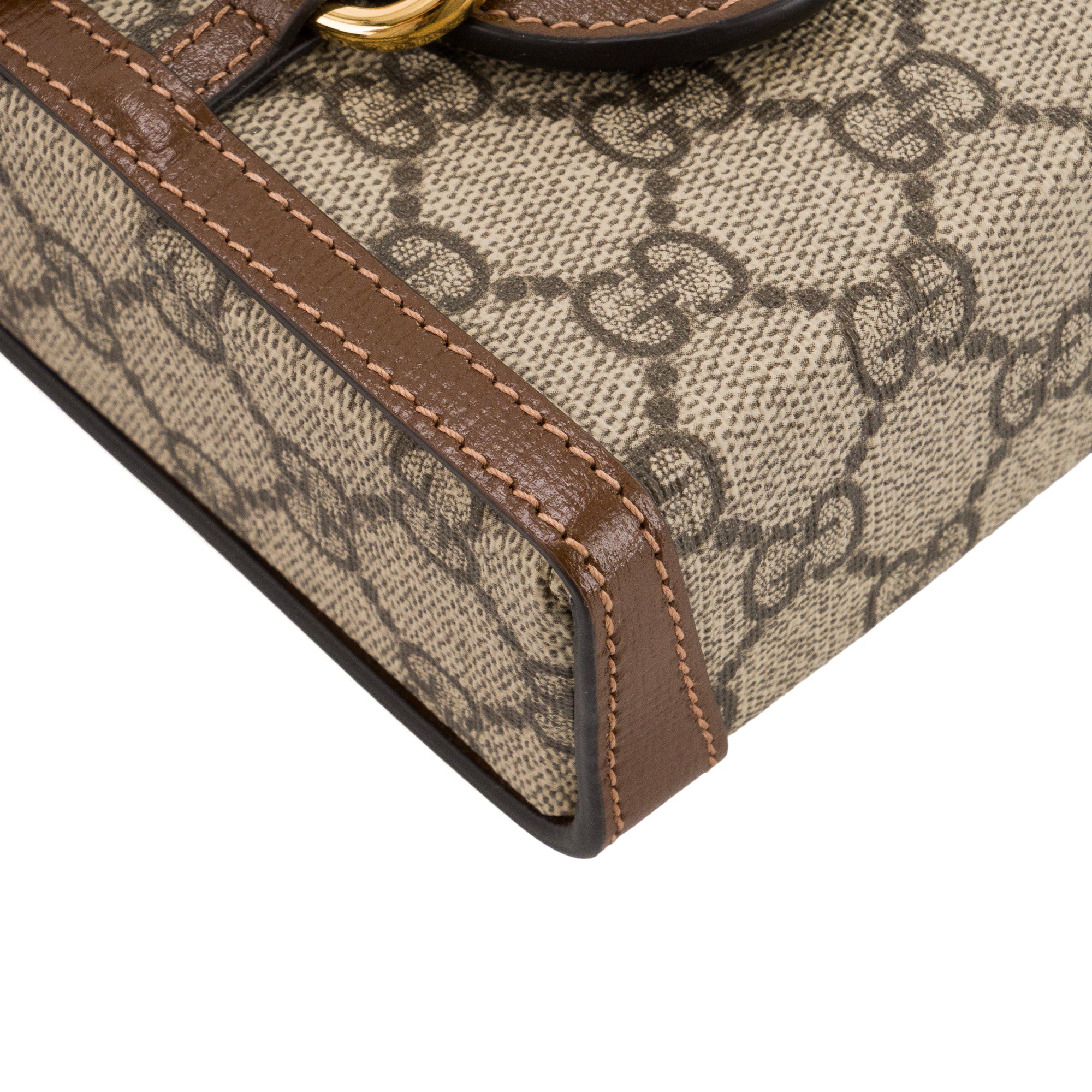 GUCCI - Sac à bandoulière Horsebit 1955 vertical Gucci en toile monogramm beige et marron