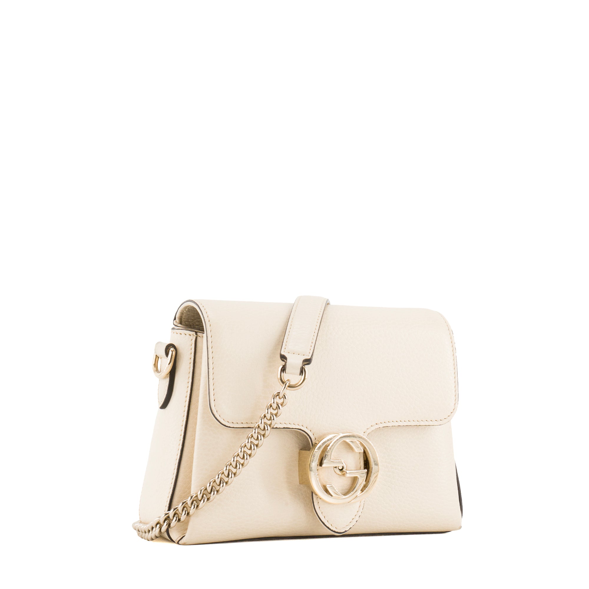 GUCCI - Sac à bandoulière Interlocking Gucci en cuir grainé beige