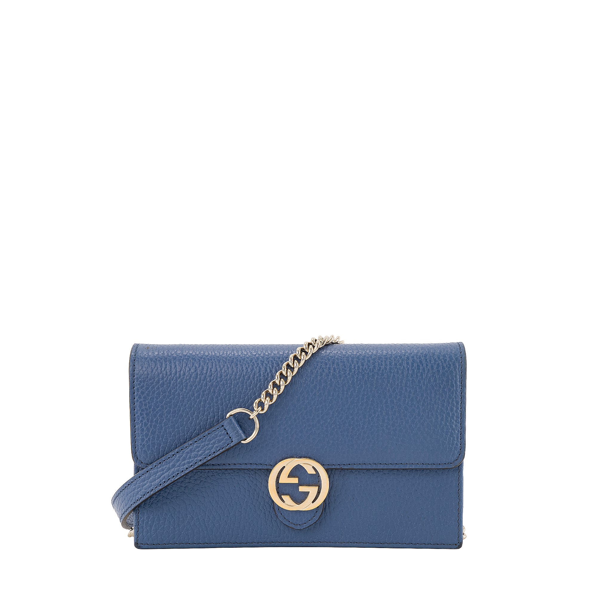 GUCCI - Sac à bandoulière Interlocking Gucci en cuir grainé bleu