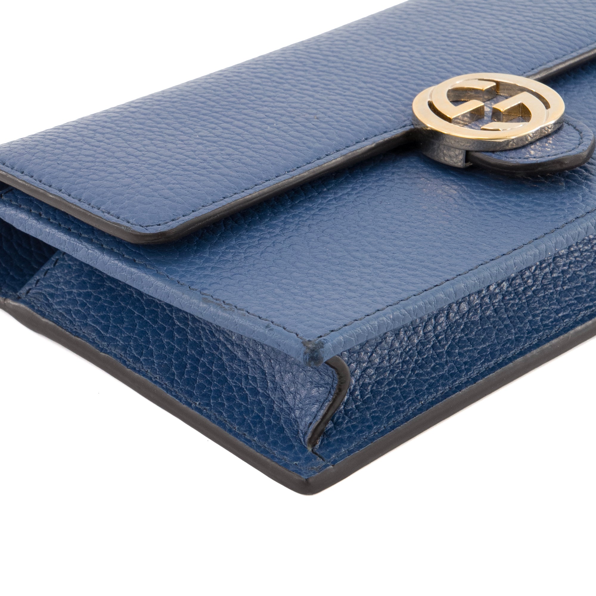 GUCCI - Sac à bandoulière Interlocking Gucci en cuir grainé bleu