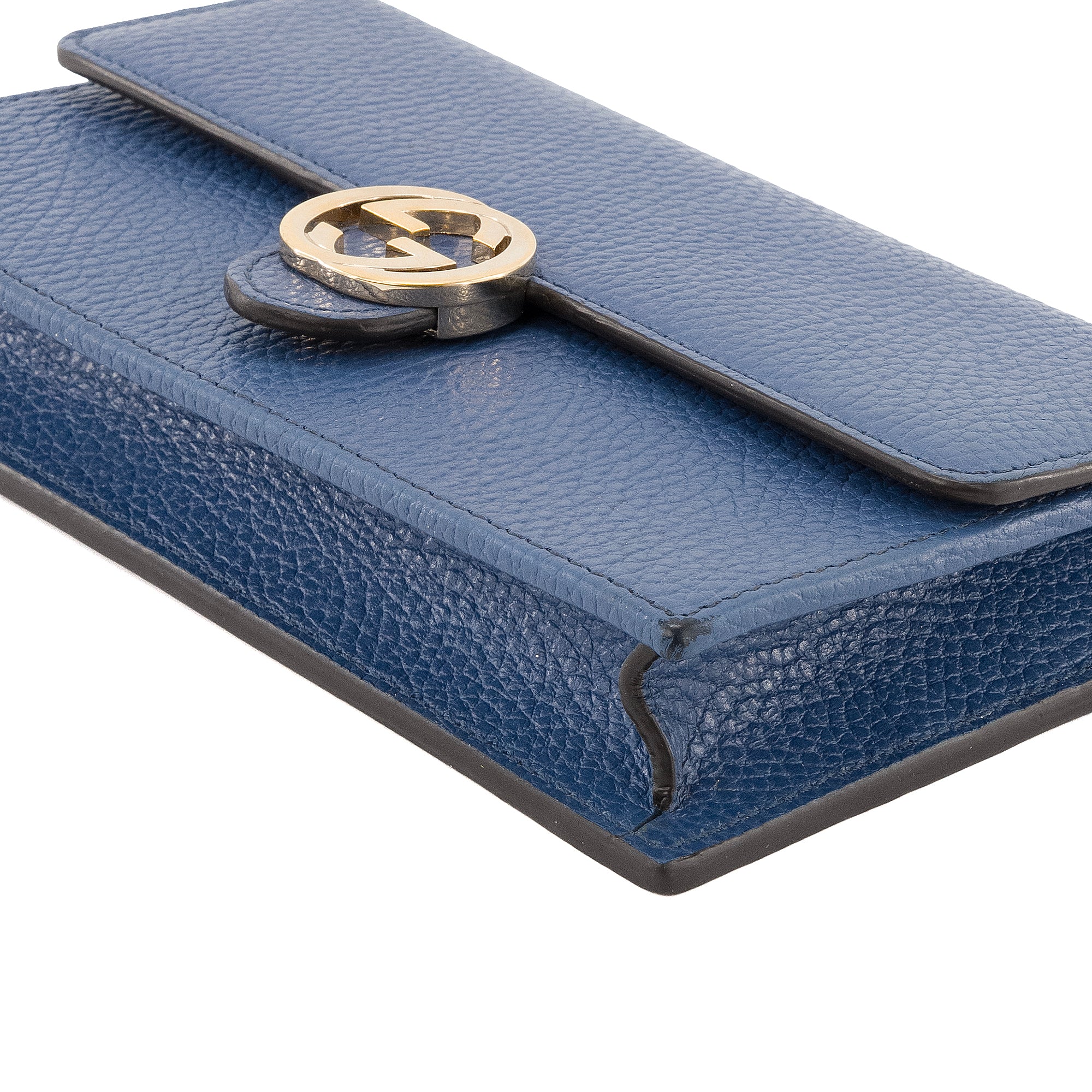 GUCCI - Sac à bandoulière Interlocking Gucci en cuir grainé bleu