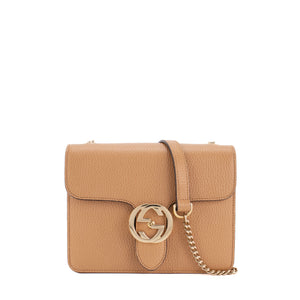 GUCCI - Sac à bandoulière Interlocking Gucci en cuir grainé marron
