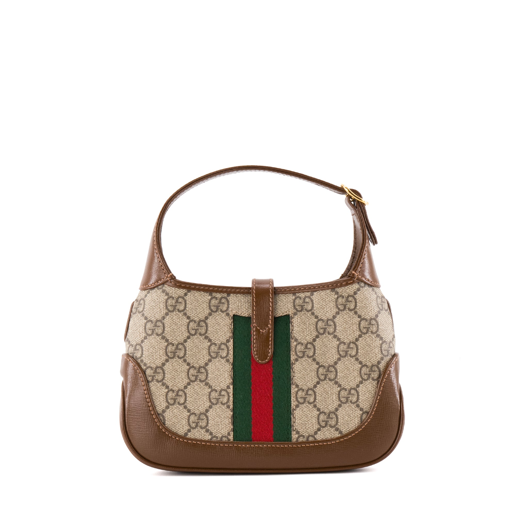 GUCCI - Sac à bandoulière Jackie 1961 mini Gucci en toile enduite et cuir marron