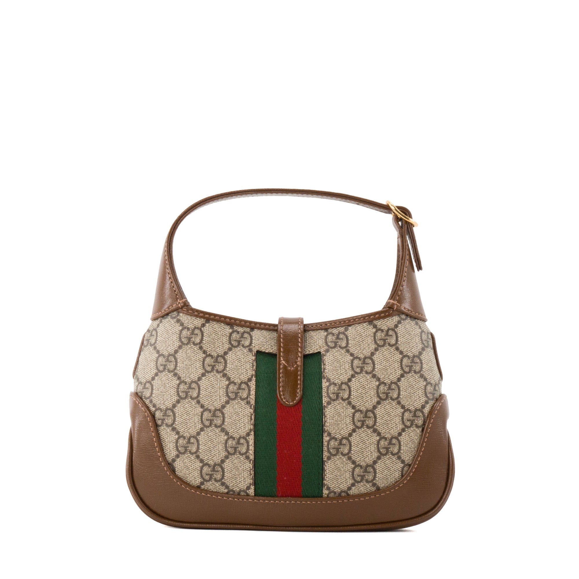 GUCCI - Sac à bandoulière Jackie 1961 mini Gucci en toile enduite et cuir marron