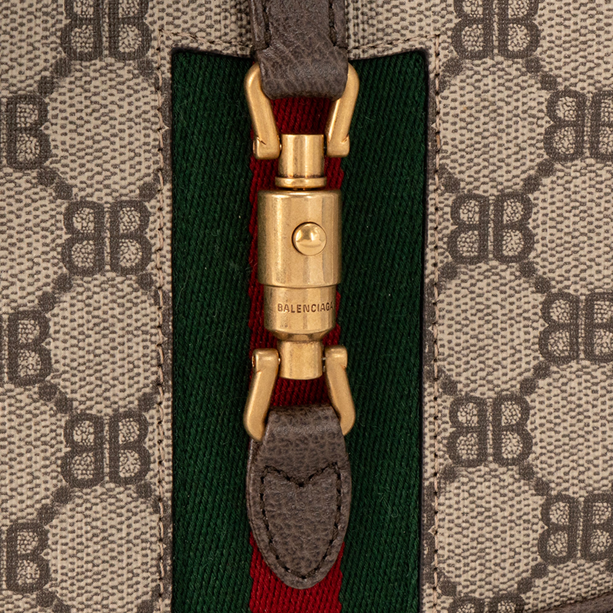 GUCCI - Sac à bandoulière Jackie 1961 The Hacker Project Gucci x Balenciaga en toile enduite et cuir grainé marron édition limitée