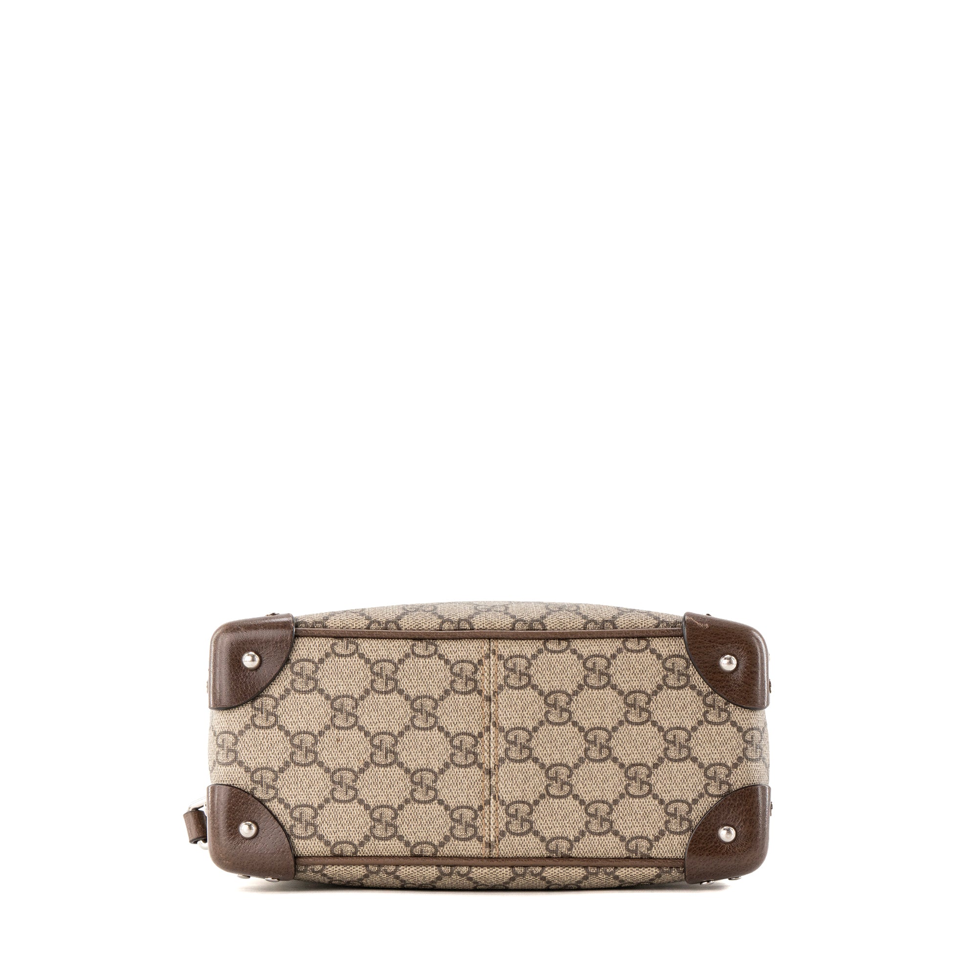 GUCCI - Sac à bandoulière Malle Gucci en toile enduite monogrammée marron