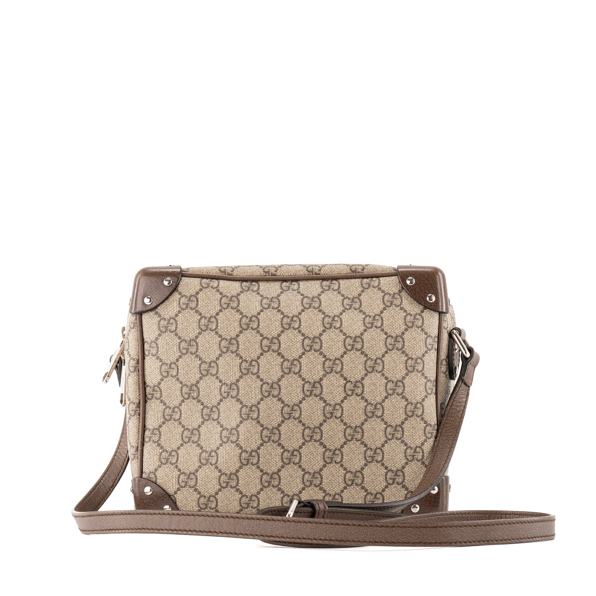 GUCCI - Sac à bandoulière Malle Gucci en toile enduite monogrammée marron
