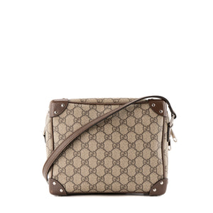 GUCCI - Sac à bandoulière Malle Gucci en toile enduite monogrammée marron