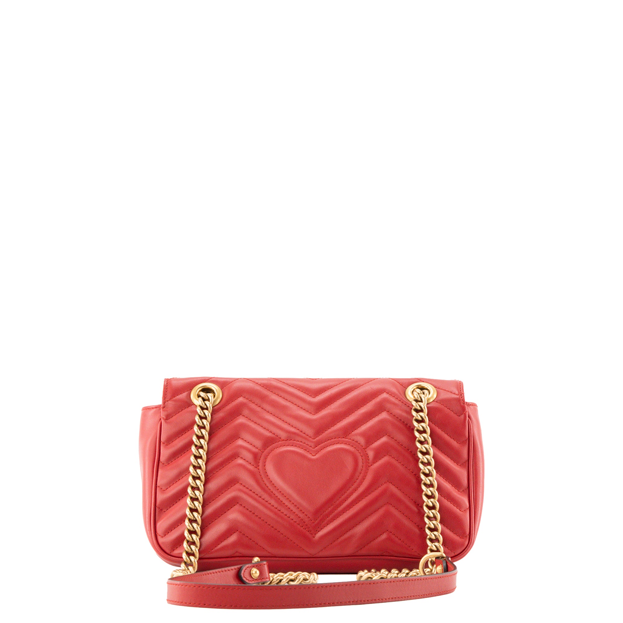 GUCCI - Sac à bandoulière Marmont Medium Gucci en cuir chevron rouge