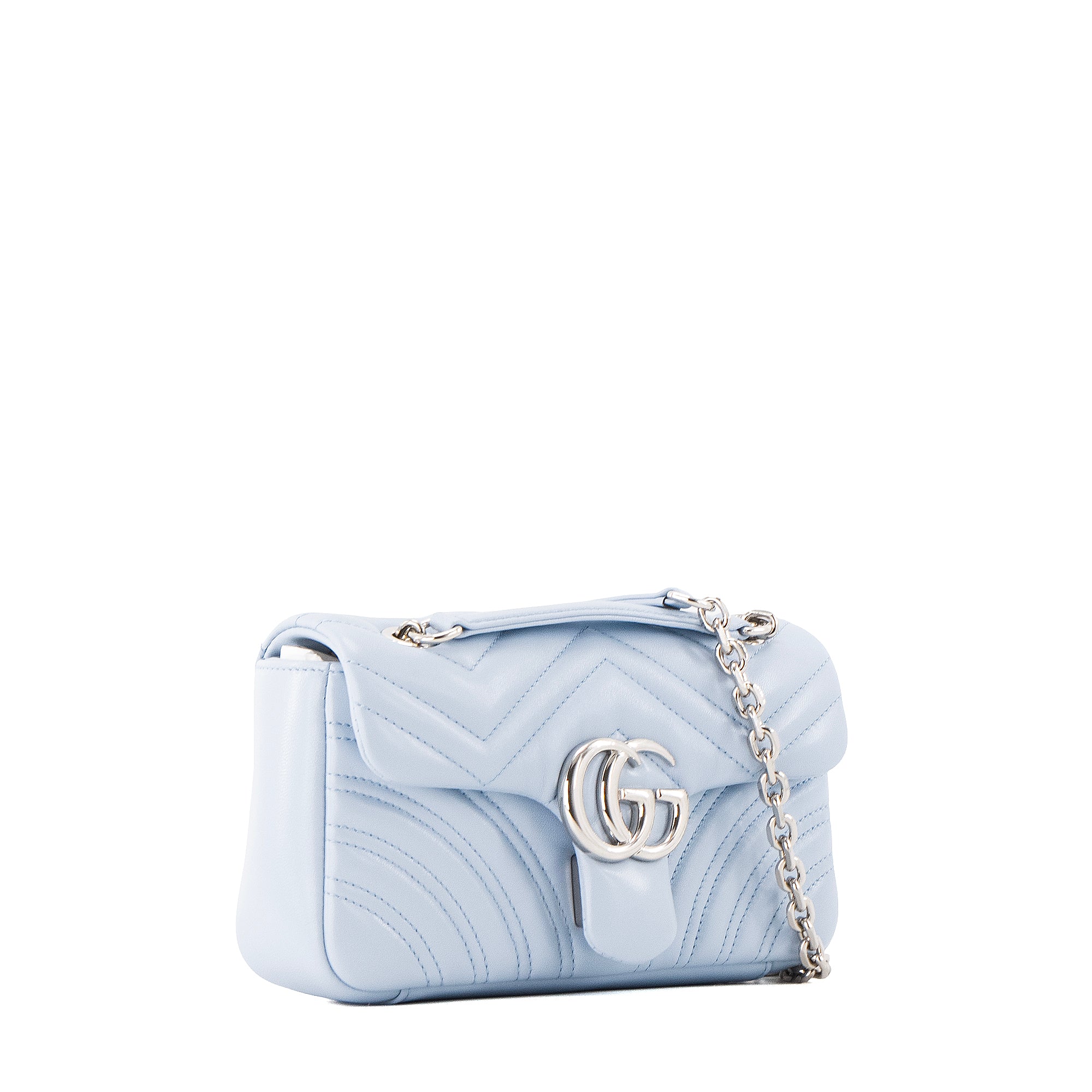 GUCCI - Sac a bandoulière Marmont small Gucci en cuir bleu