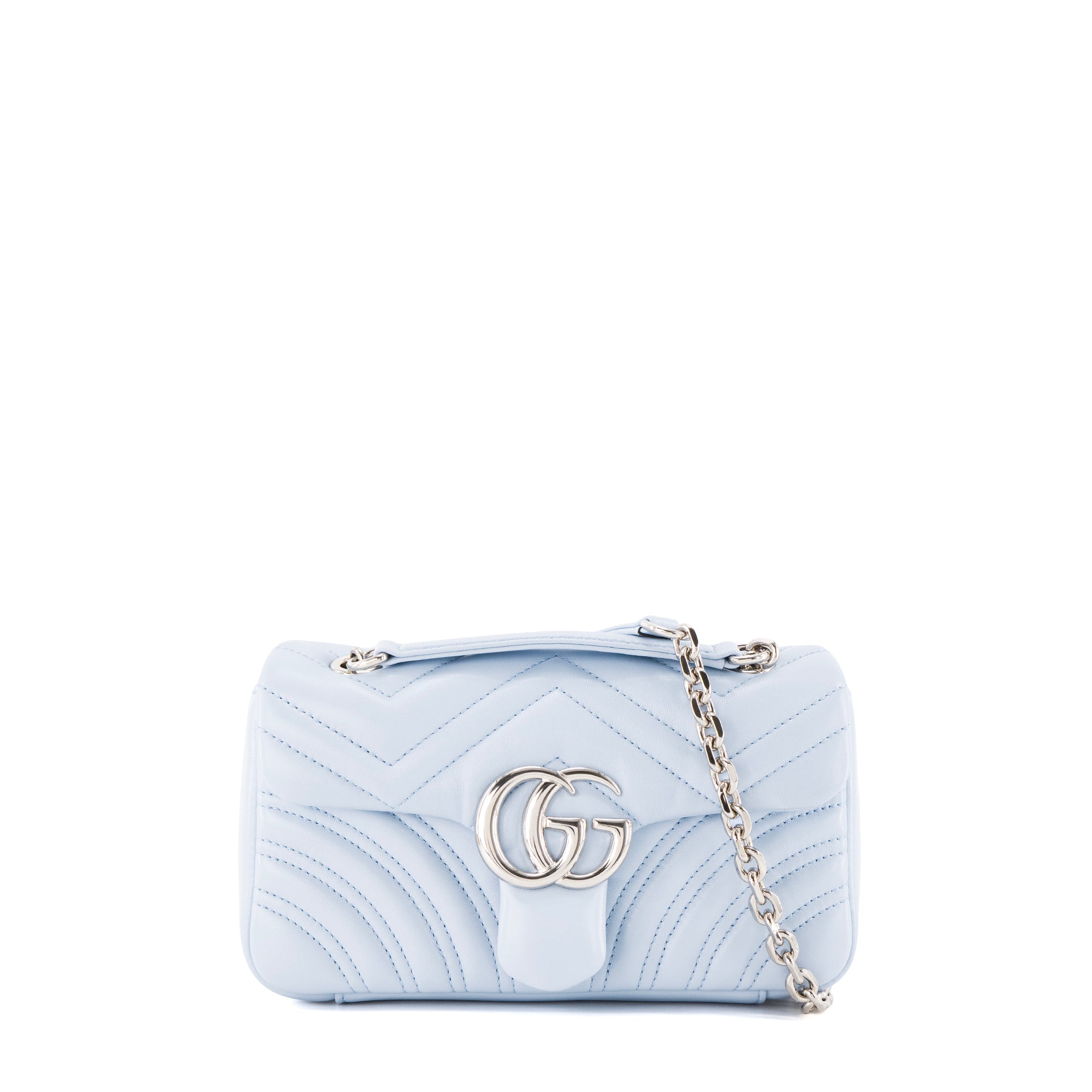 GUCCI - Sac a bandoulière Marmont small Gucci en cuir bleu