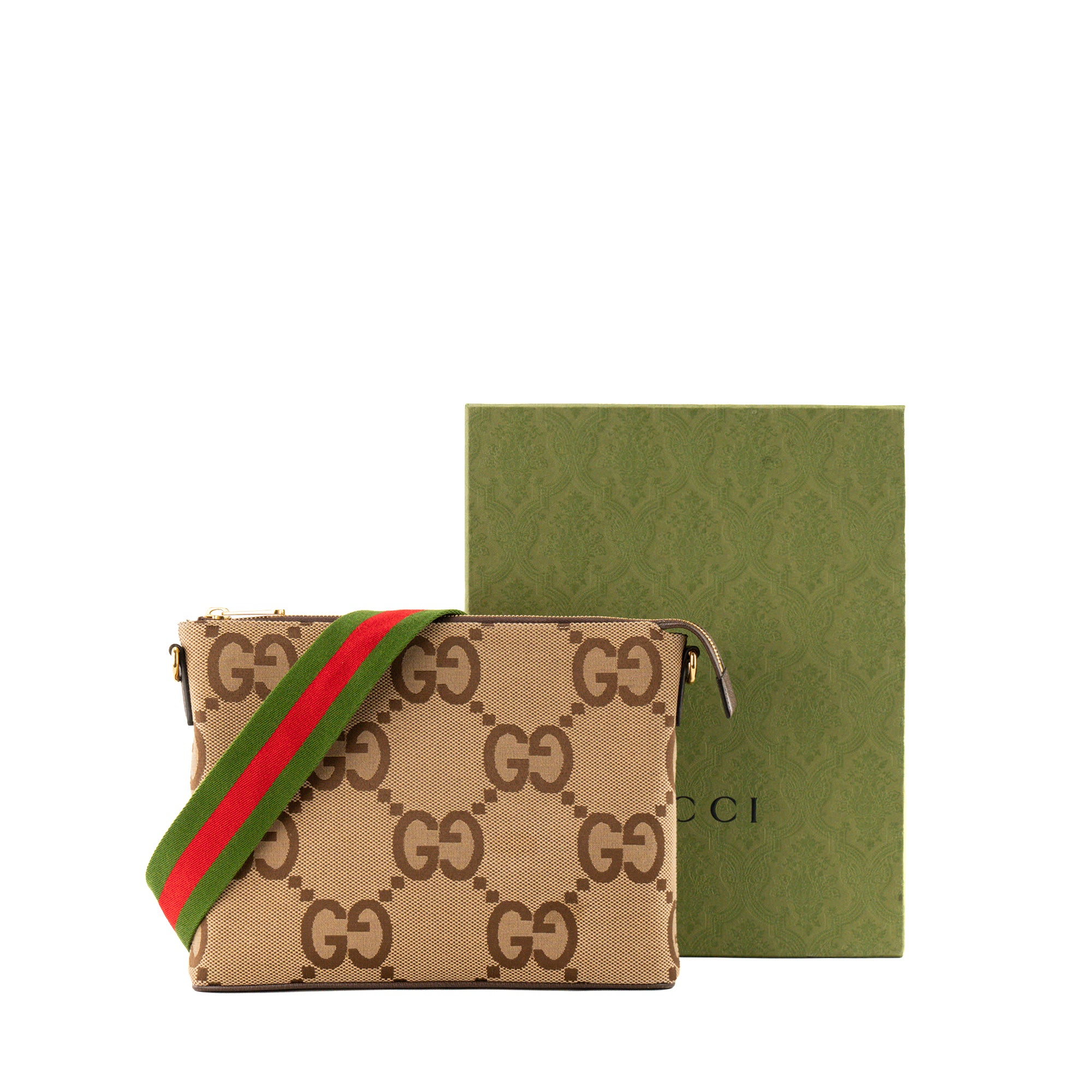 GUCCI - Sac à bandoulière Messager Jumbo GG Gucci en toile monogrammée marron