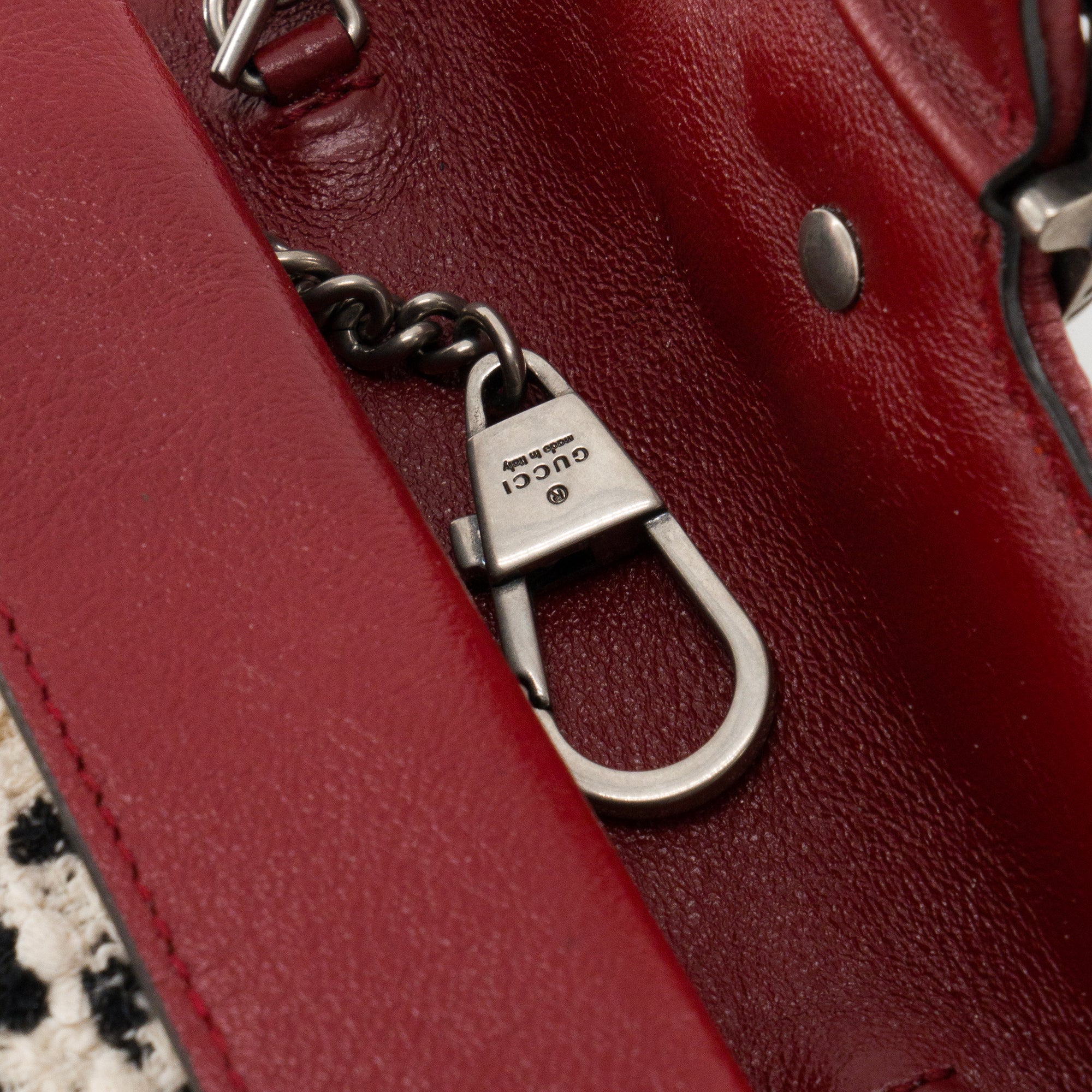 GUCCI - Sac à bandoulière Mini Dionysus Gucci en tweed blanc et cuir rouge