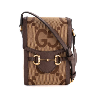 GUCCI - Sac à bandoulière Mini Horsebit 1955 Gucci en toile GG Jumbo marron