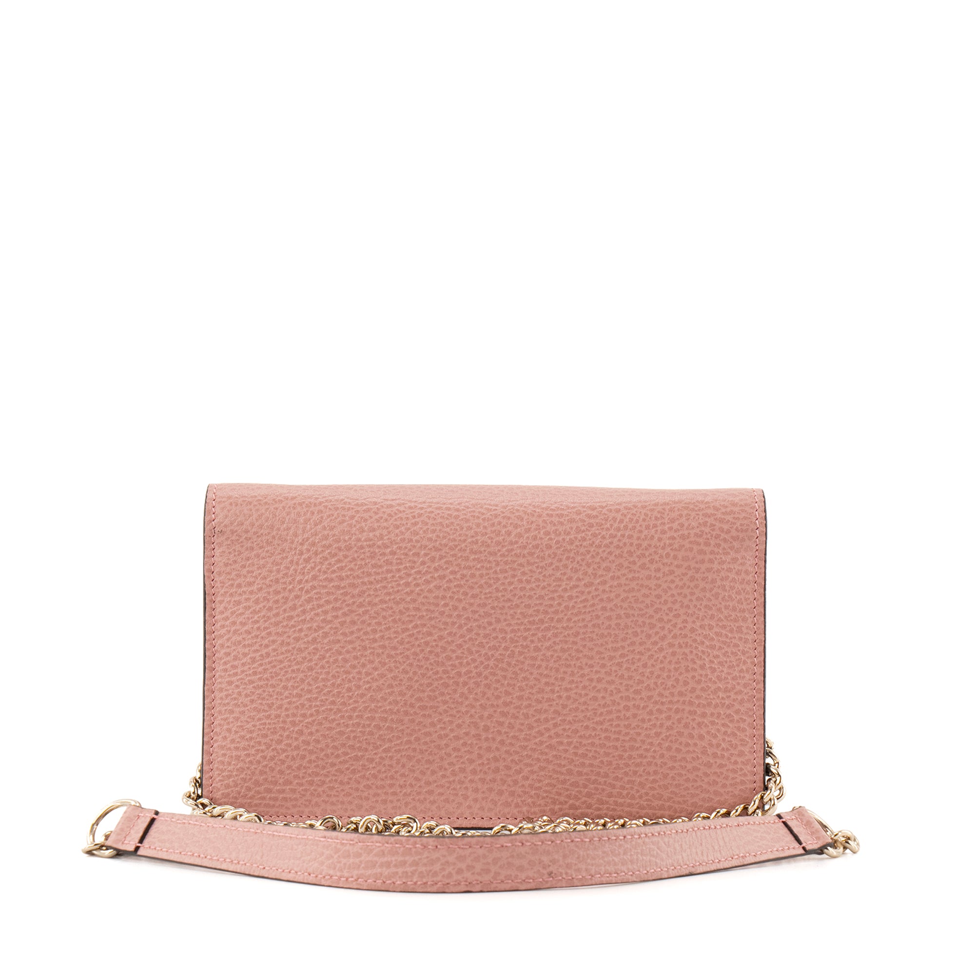 GUCCI - Sac à bandoulière wallet on chain Interlocking Gucci en cuir grainé rose