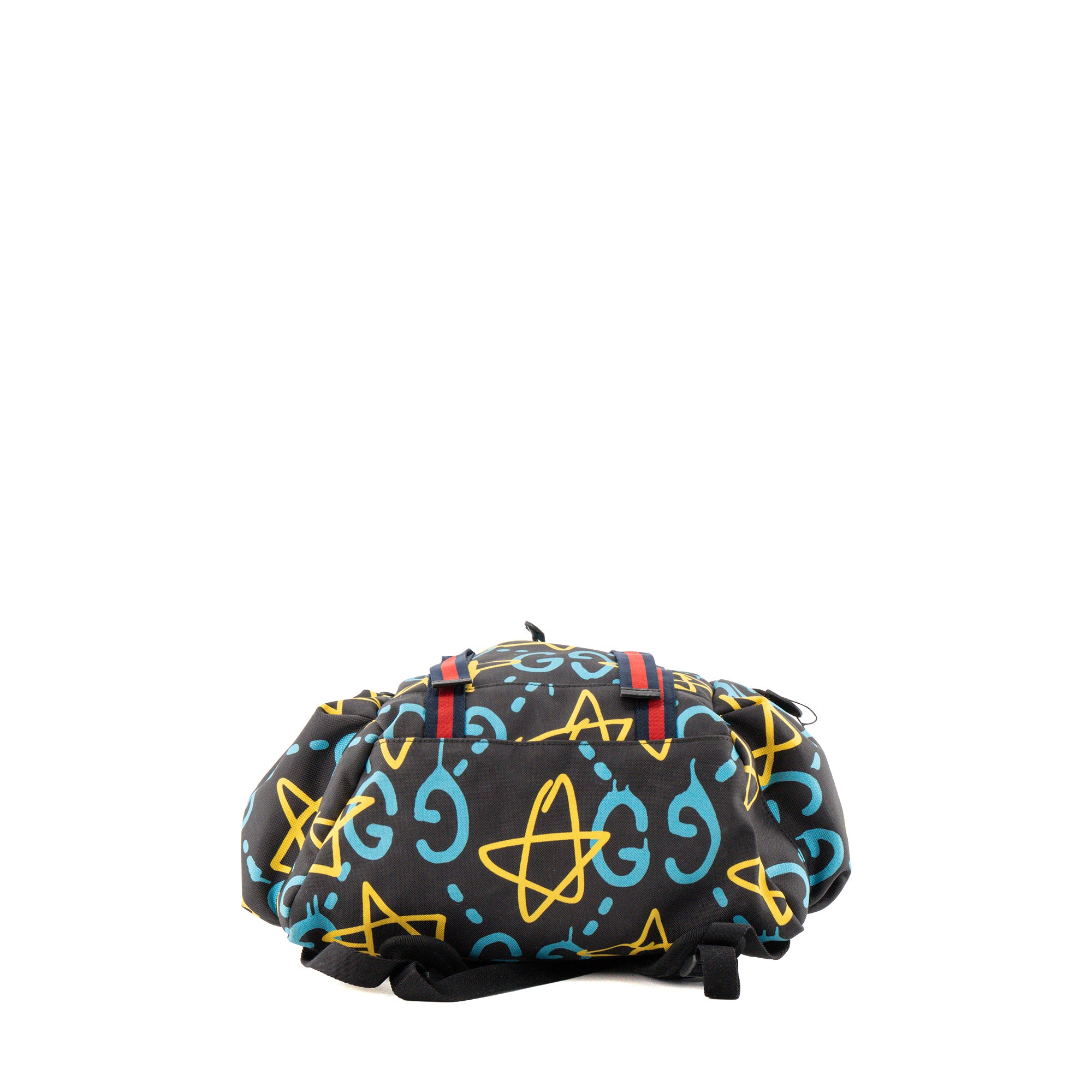 GUCCI - Sac à dos Ghost Gucci en toile noire à motif graffiti bleu et jaune édition limitée