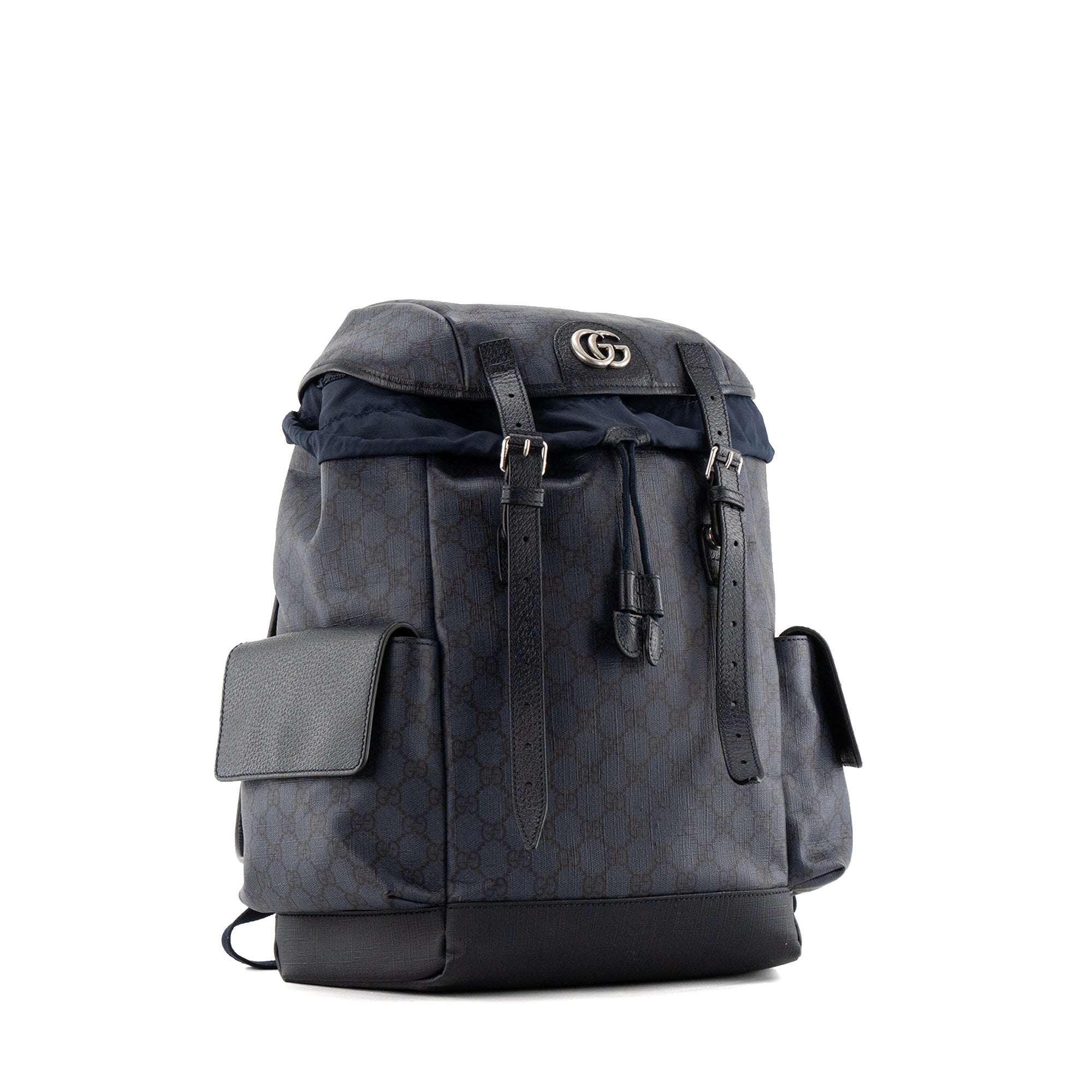 GUCCI - Sac à dos Ophidia Gucci en toile enduite monogrammée bleu marine