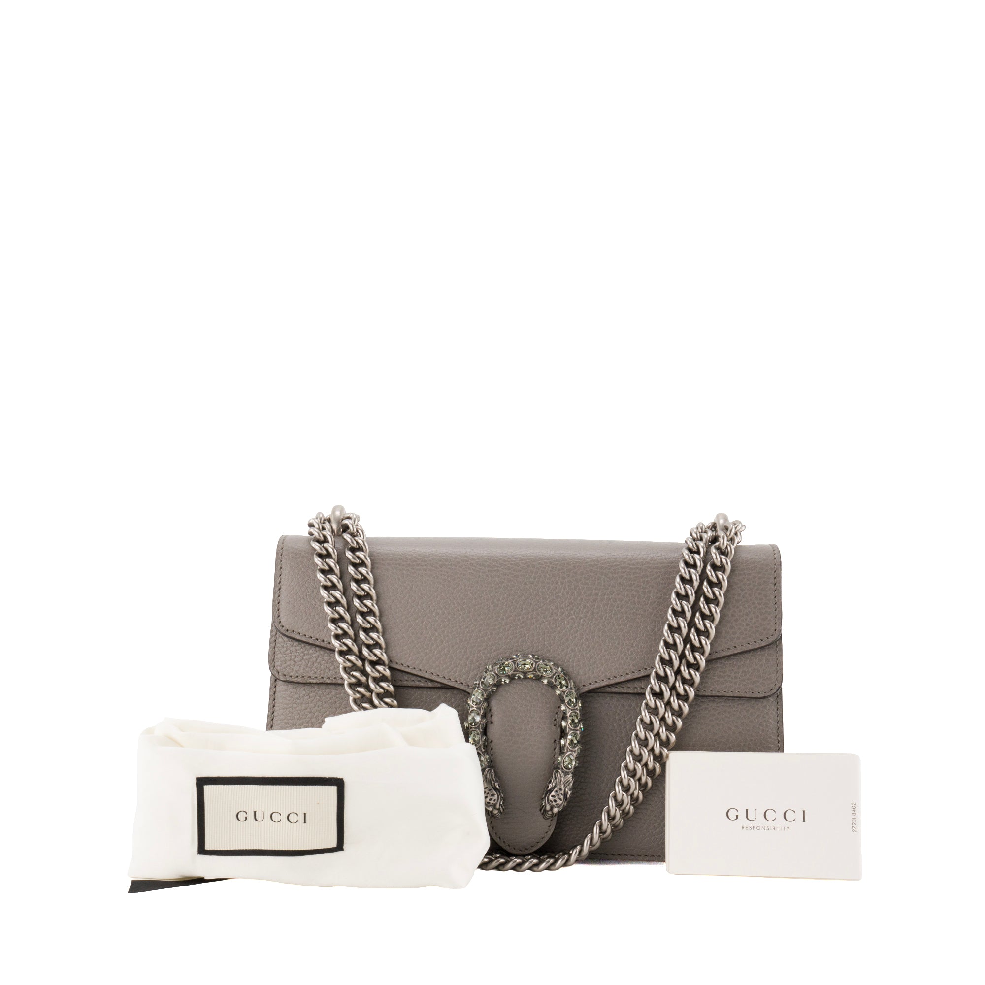 GUCCI - Sac à épaule Dionysus Gucci en cuir grainé gris