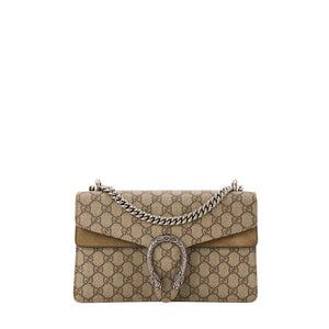 GUCCI - Sac à épaule Dionysus MM Gucci en toile enduite monogrammée et daim marron