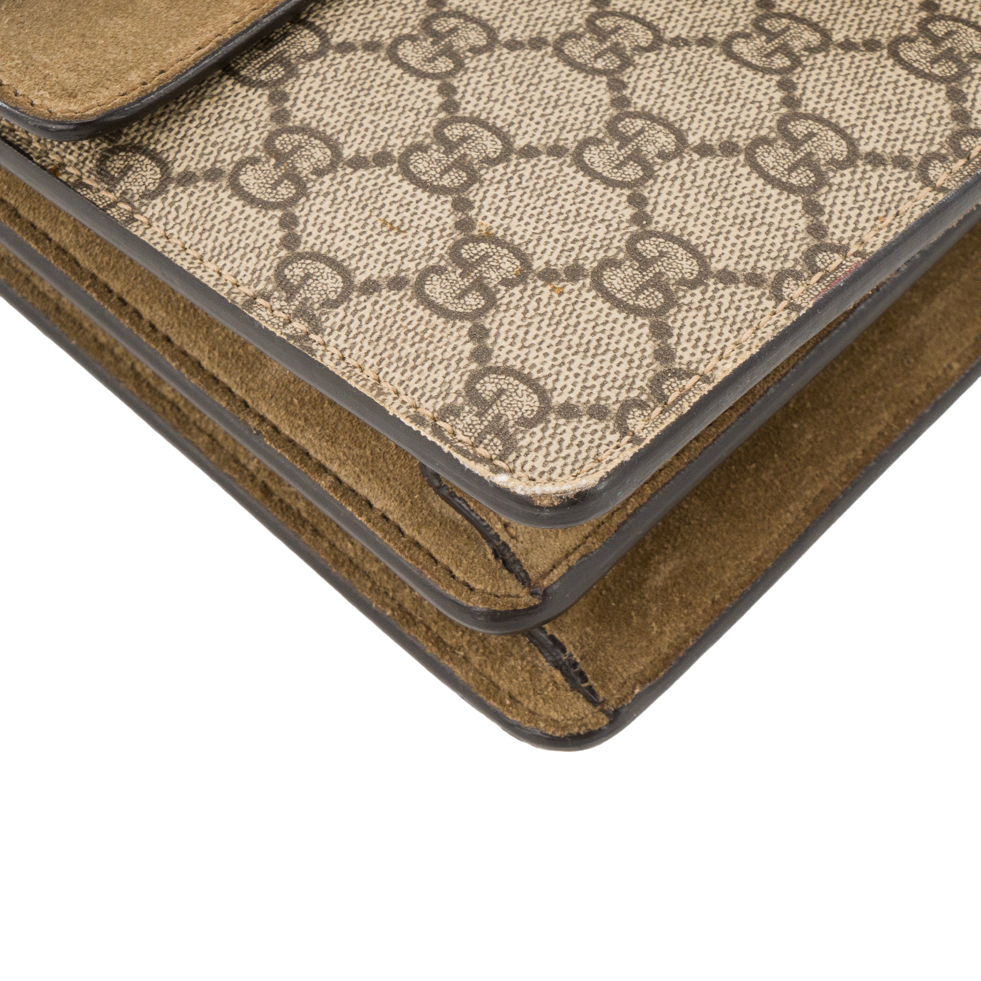 GUCCI - Sac à épaule Dionysus MM Gucci en toile enduite monogrammée et daim marron