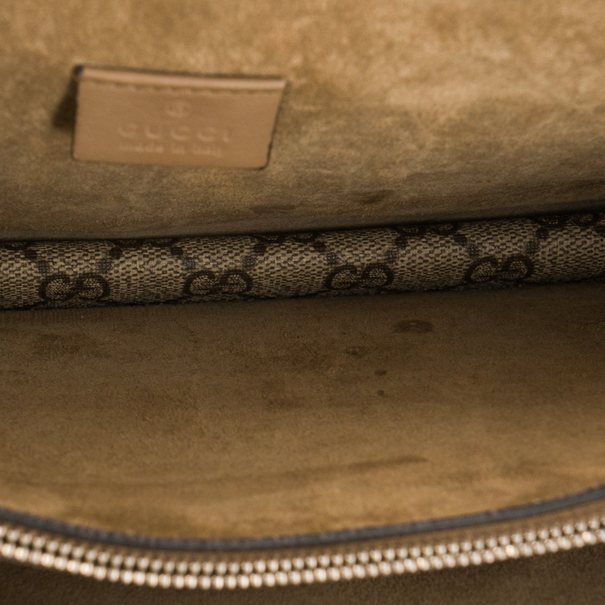 GUCCI - Sac à épaule Dionysus MM Gucci en toile enduite monogrammée et daim marron