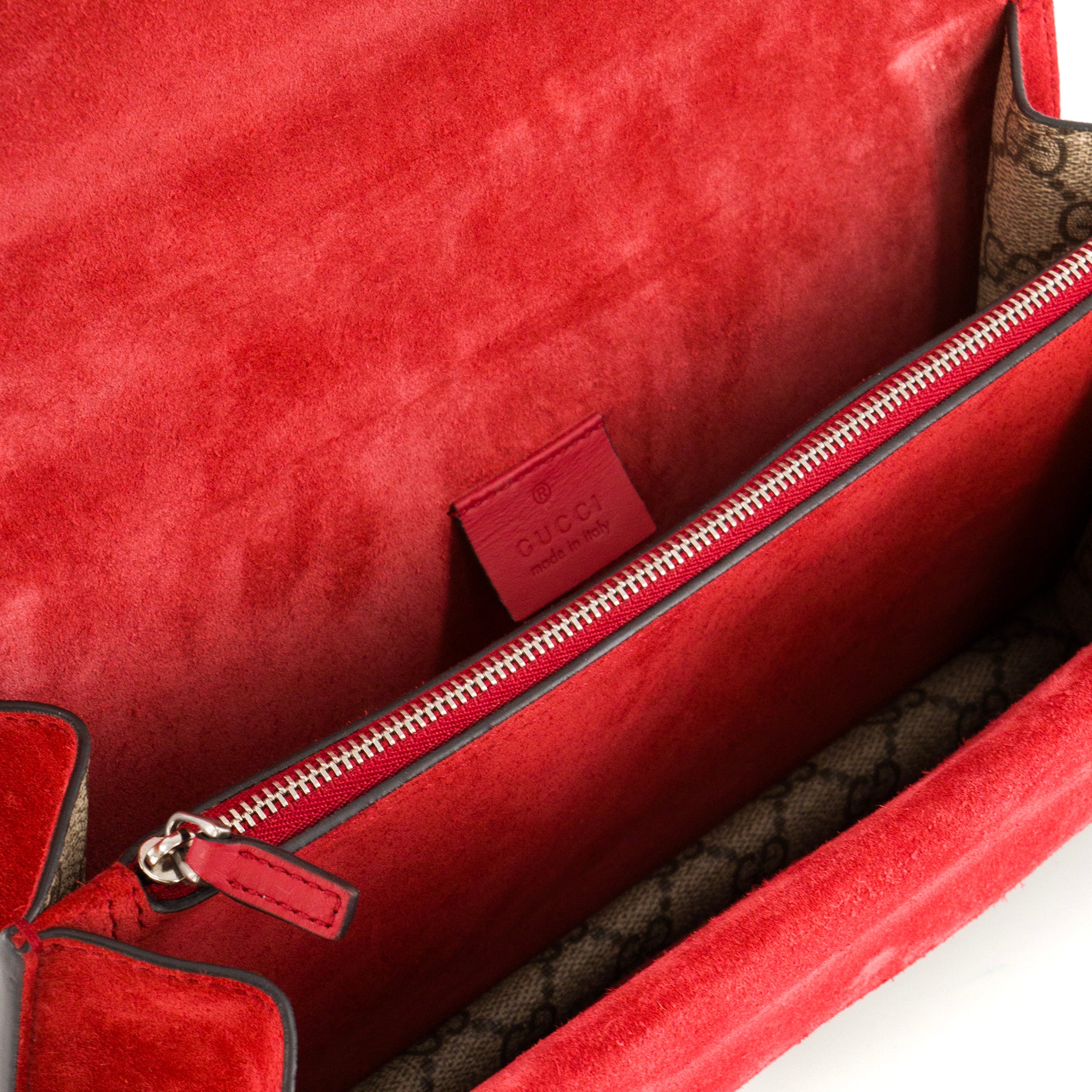 GUCCI - Sac à épaule Dionysus MM Gucci en toile enduite monogrammée et daim rouge