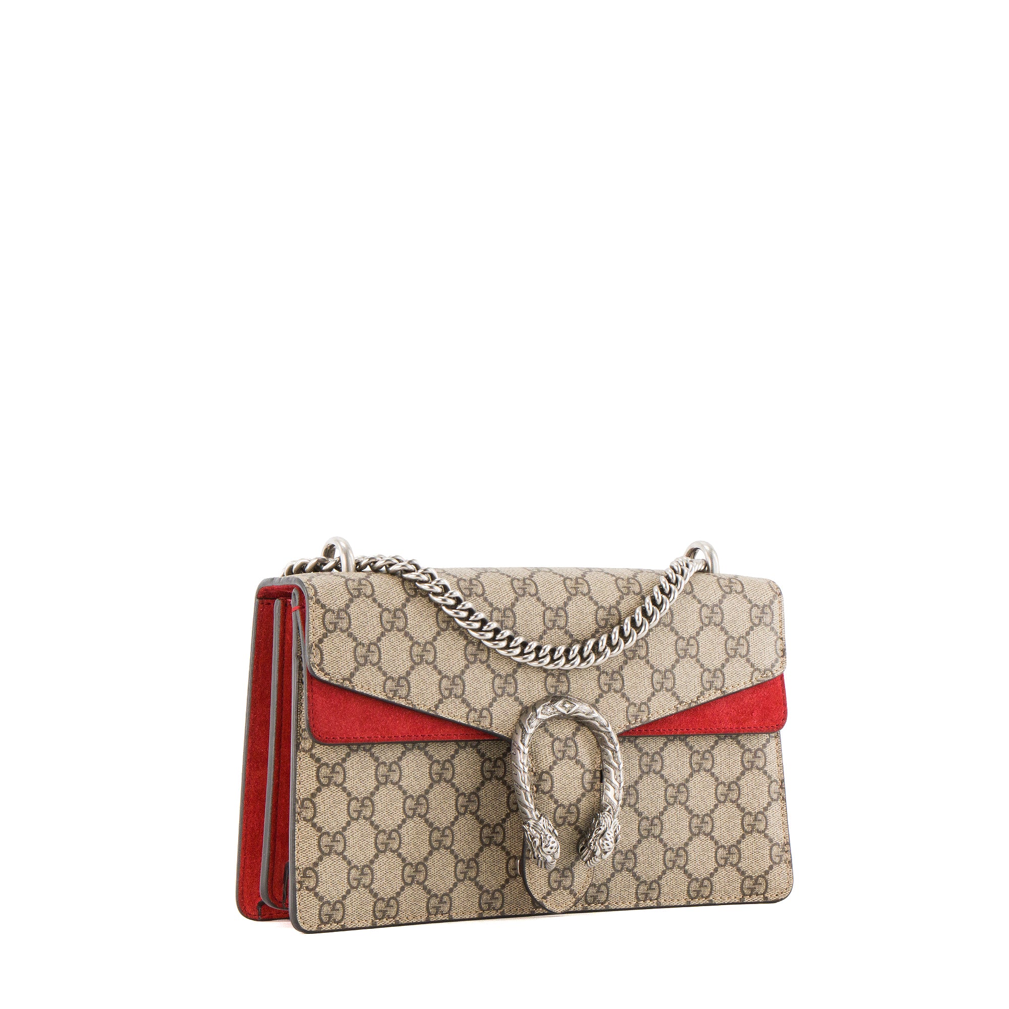 GUCCI - Sac à épaule Dionysus MM Gucci en toile enduite monogrammée et daim rouge