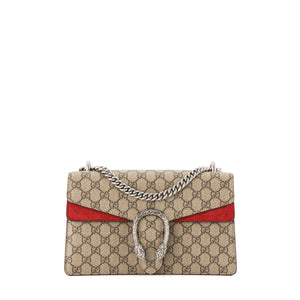 GUCCI - Sac à épaule Dionysus MM Gucci en toile enduite monogrammée et daim rouge